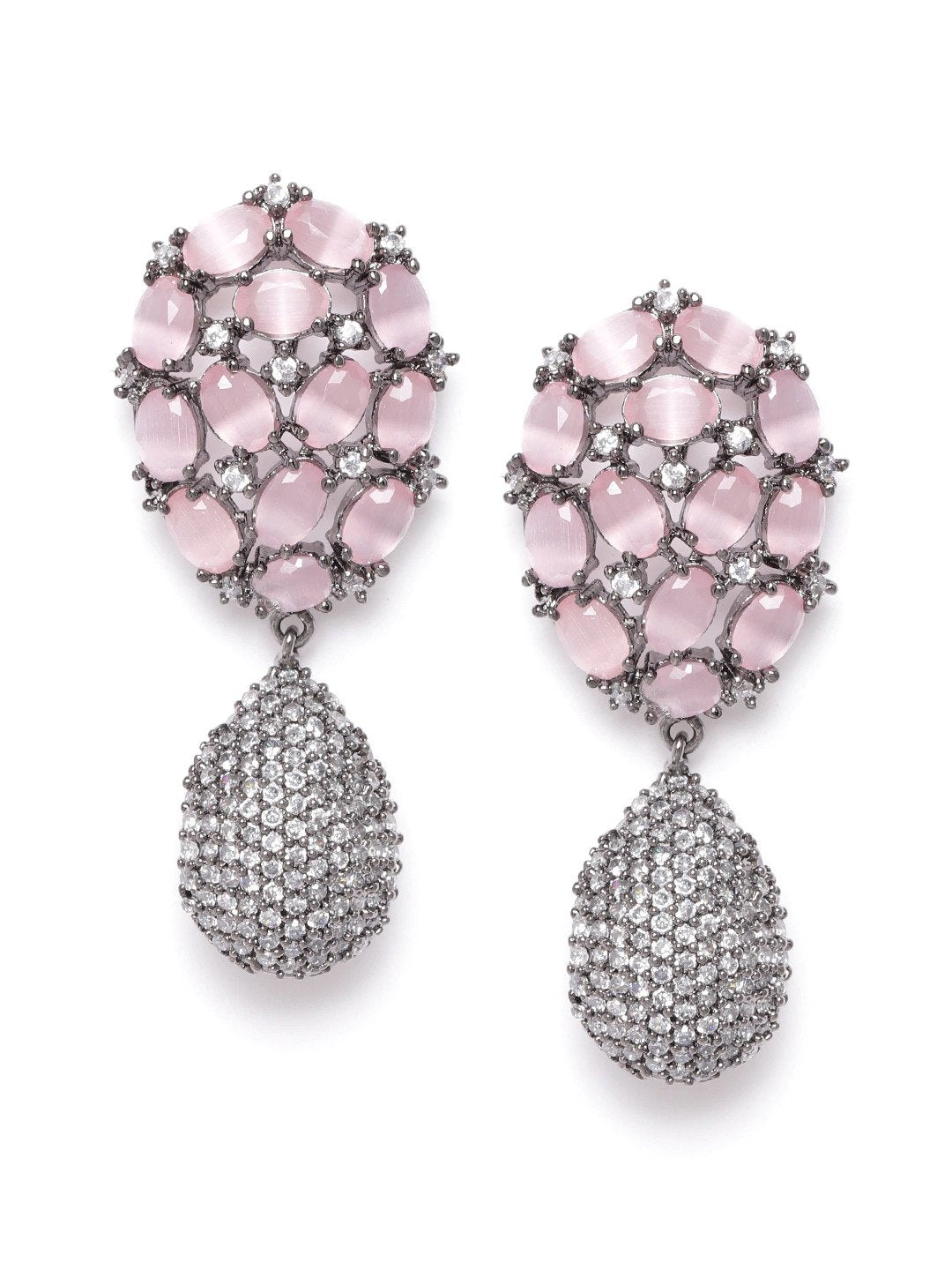Women's Silver-Plated Artificial Stone Studded Drop earrings - Priyaasi