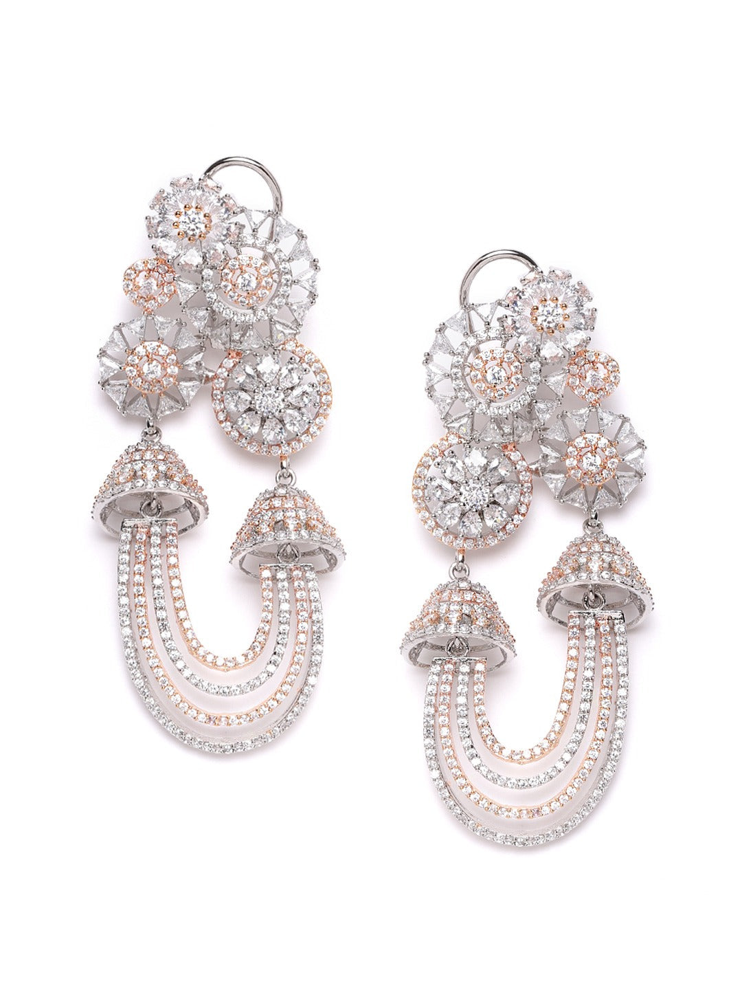 Women's  American Diamond Oversized Drop Earrings - Priyaasi