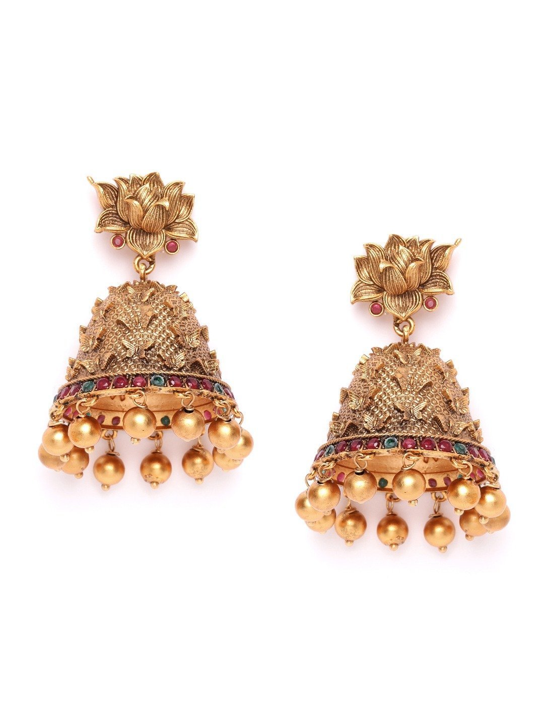 Women's Gold Plated Butterfly Shaped Jhumka Earrings - Priyaasi