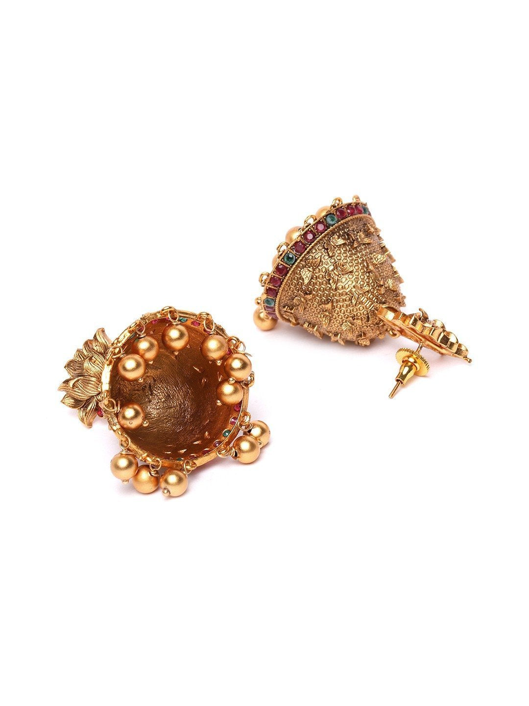 Women's Gold Plated Butterfly Shaped Jhumka Earrings - Priyaasi