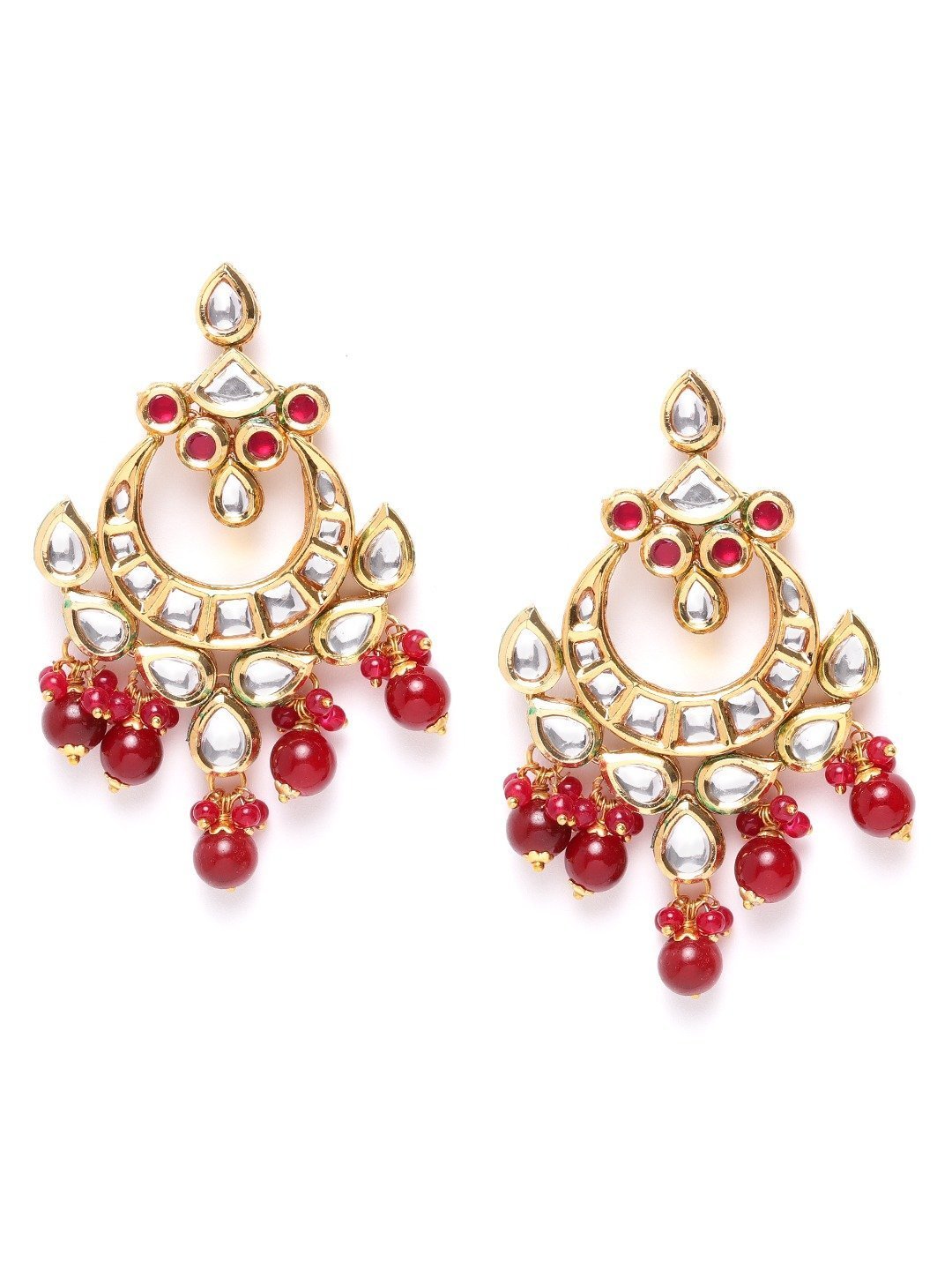 Women's Kundan-and-Ruby-Studded-Earrings - Priyaasi