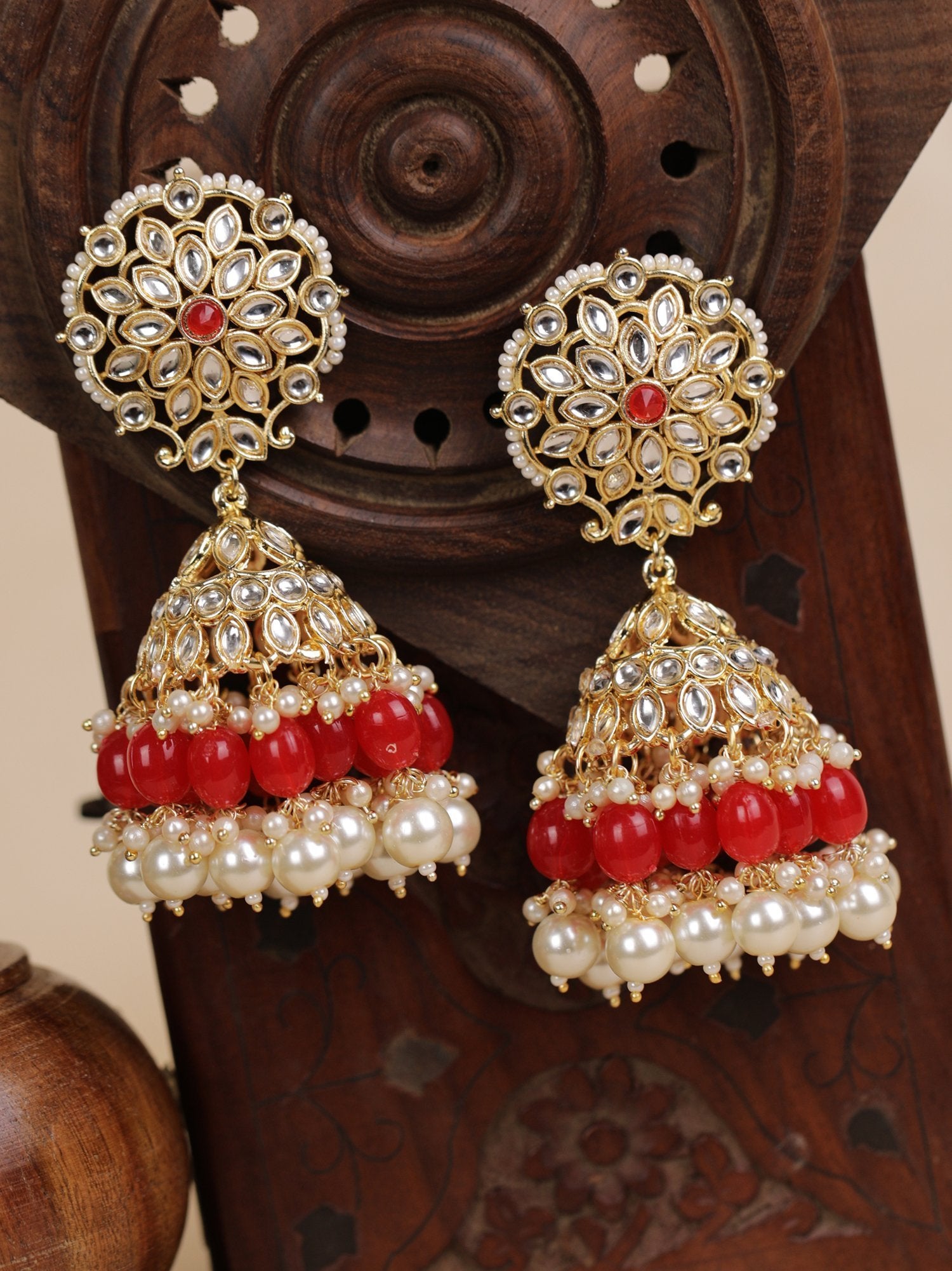 Women's Kundan Studded Gold Plated Earrings - Priyaasi