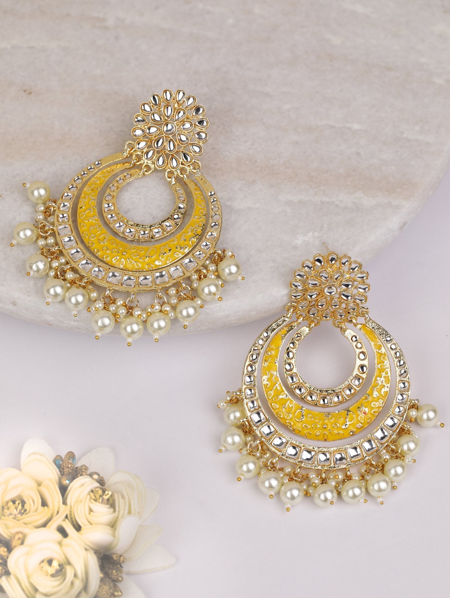 Women Kundan Chandbali Earrings by Priyaasi (1 Pair earrings)