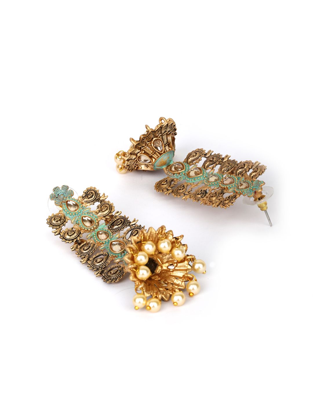 Women's  Kundan Beads Gold Plated Traditional Drop Earring - Priyaasi