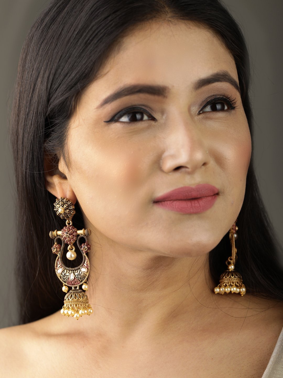 Women's Kundan Studded Meenakari Earring - Priyaasi