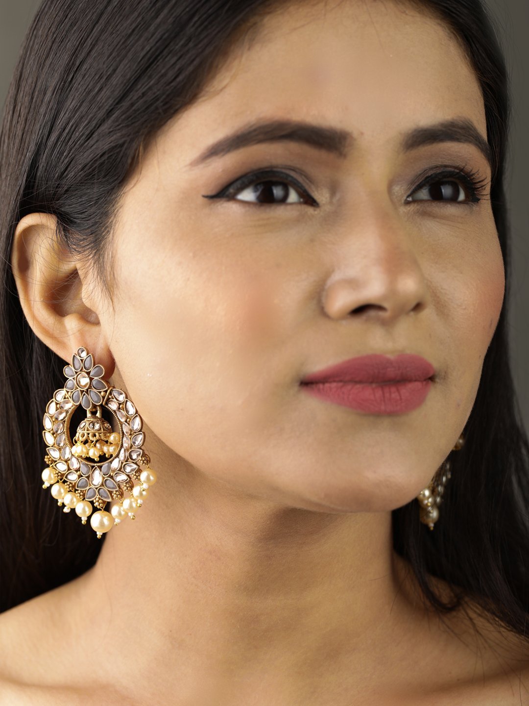 Women's Kundan Studded Beaded Drop Earring - Priyaasi