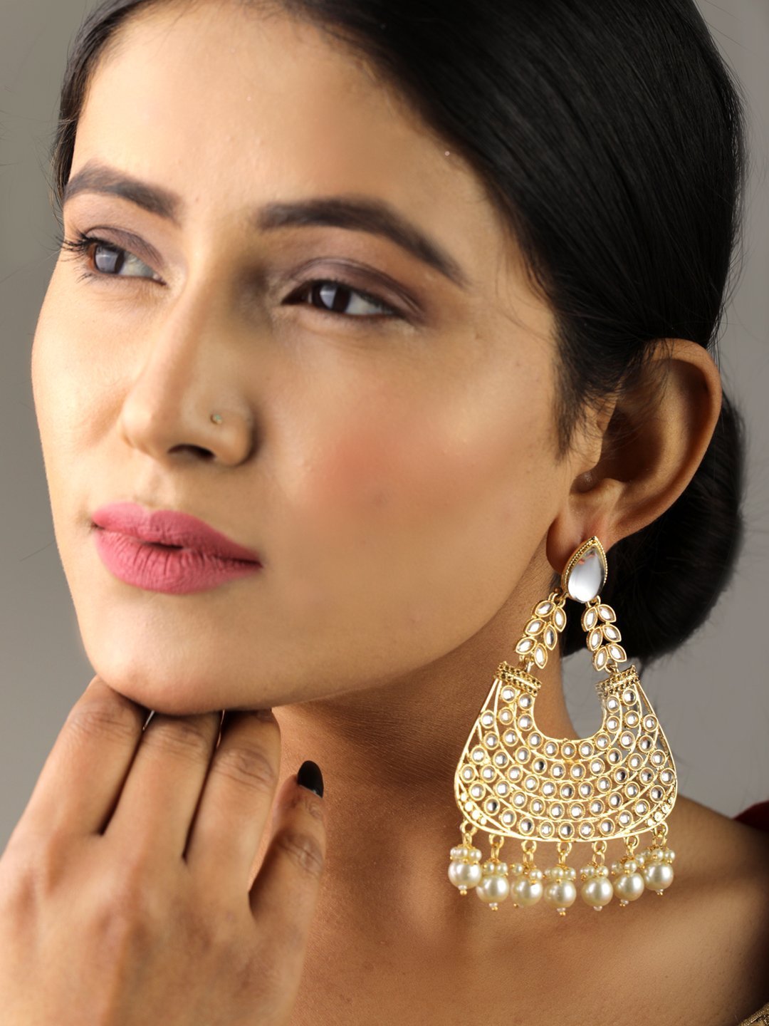 Women's Kundan Gold Plated Party Earrings - Priyaasi