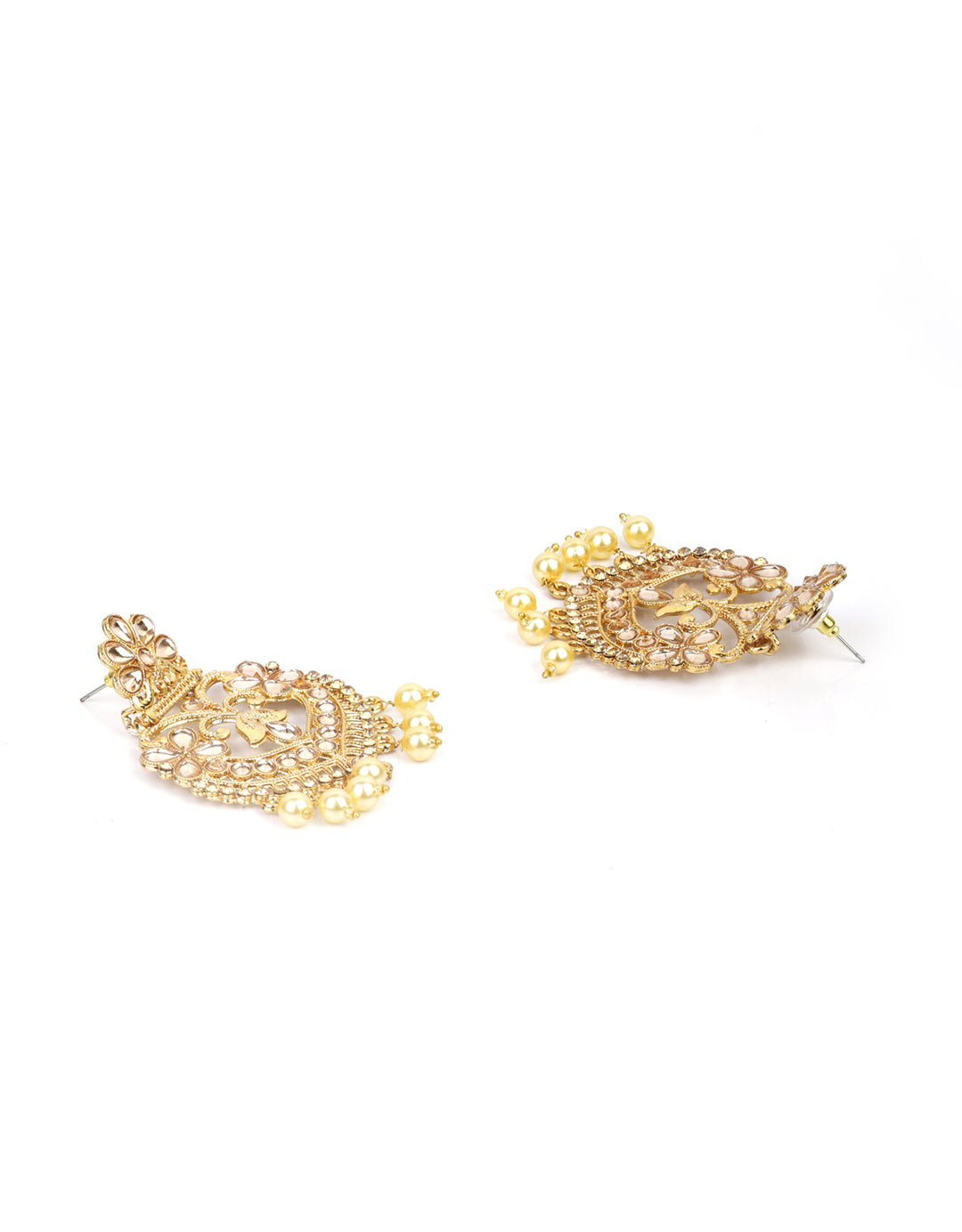 Women's  Kundan Pearls Gold Plated Traditional Drop Earring - Priyaasi