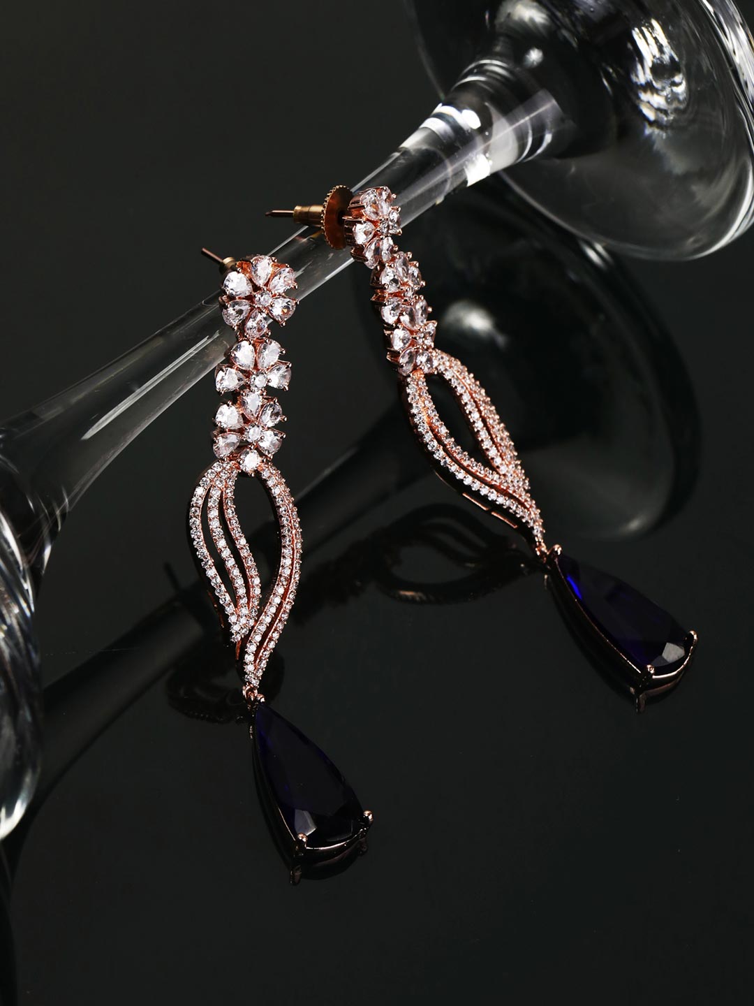 Priyaasi Floral Pink & Rose Gold Necklace & Earring Set