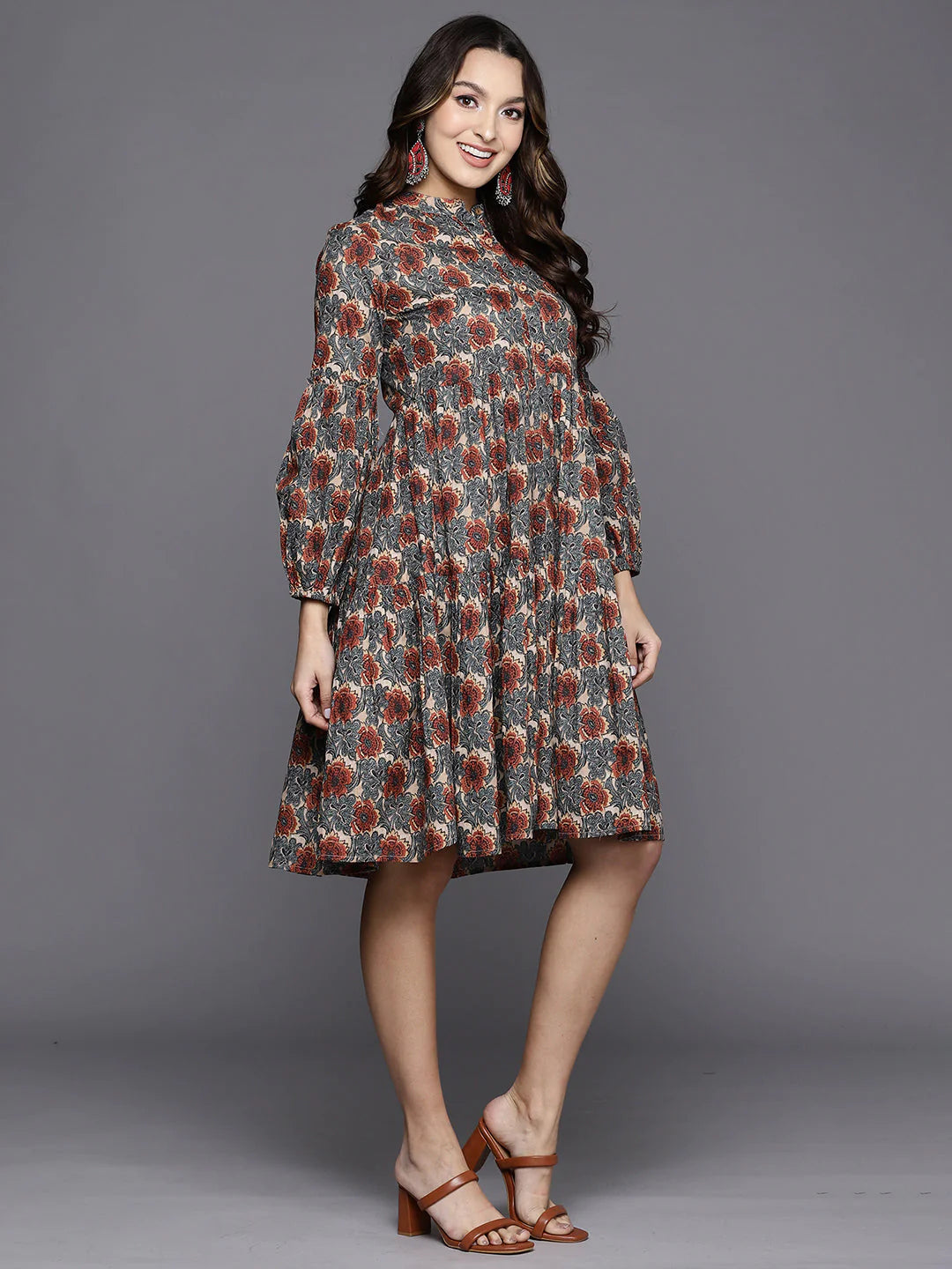 Women's Multi Printed A-Line Ethnic Dress - Navyaa