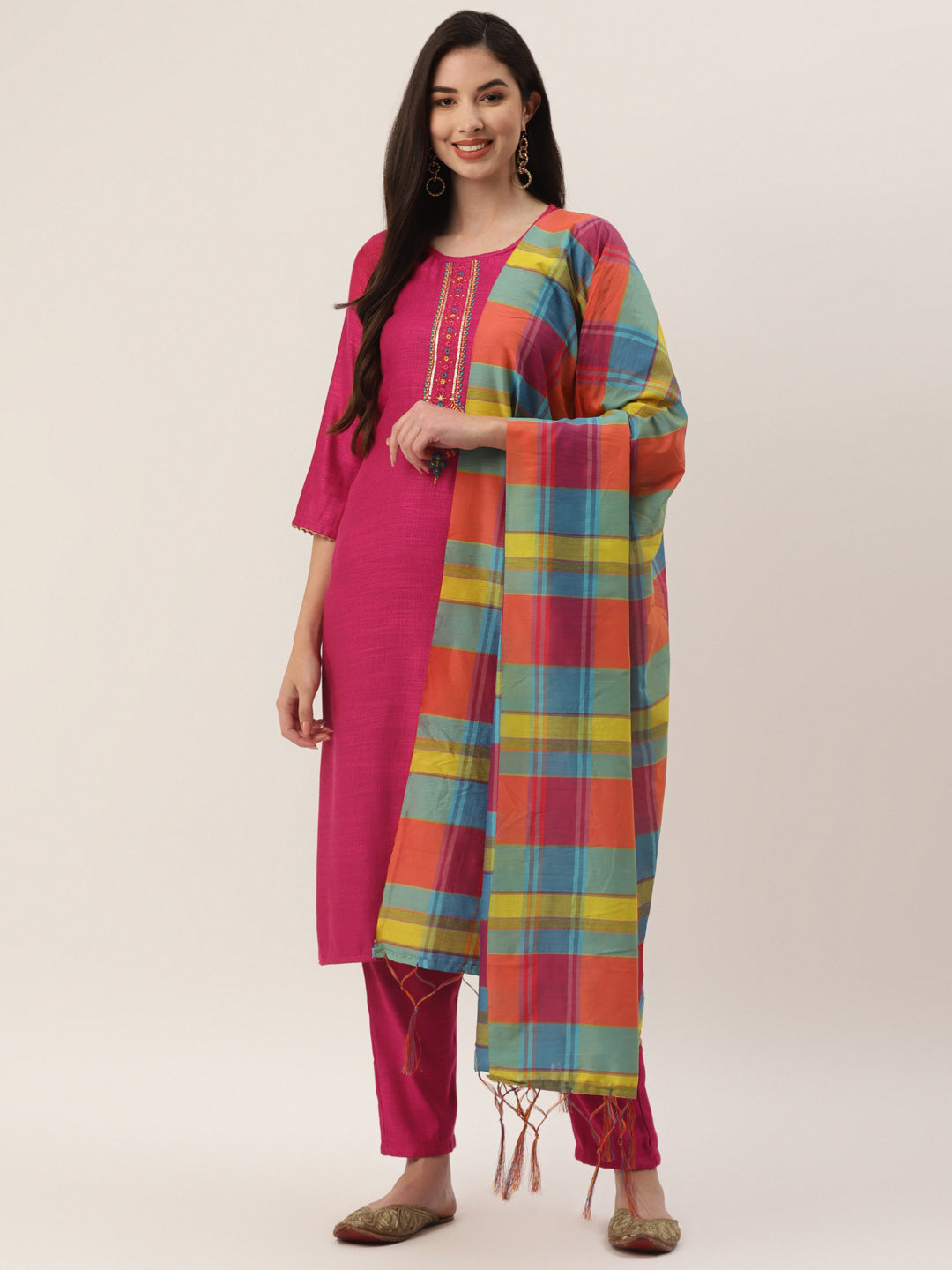 Buy online Women Mandarin Collar Printed Kurta Trouser Set from ethnic wear  for Women by Aspora for ₹799 at 73% off | 2024 Limeroad.com