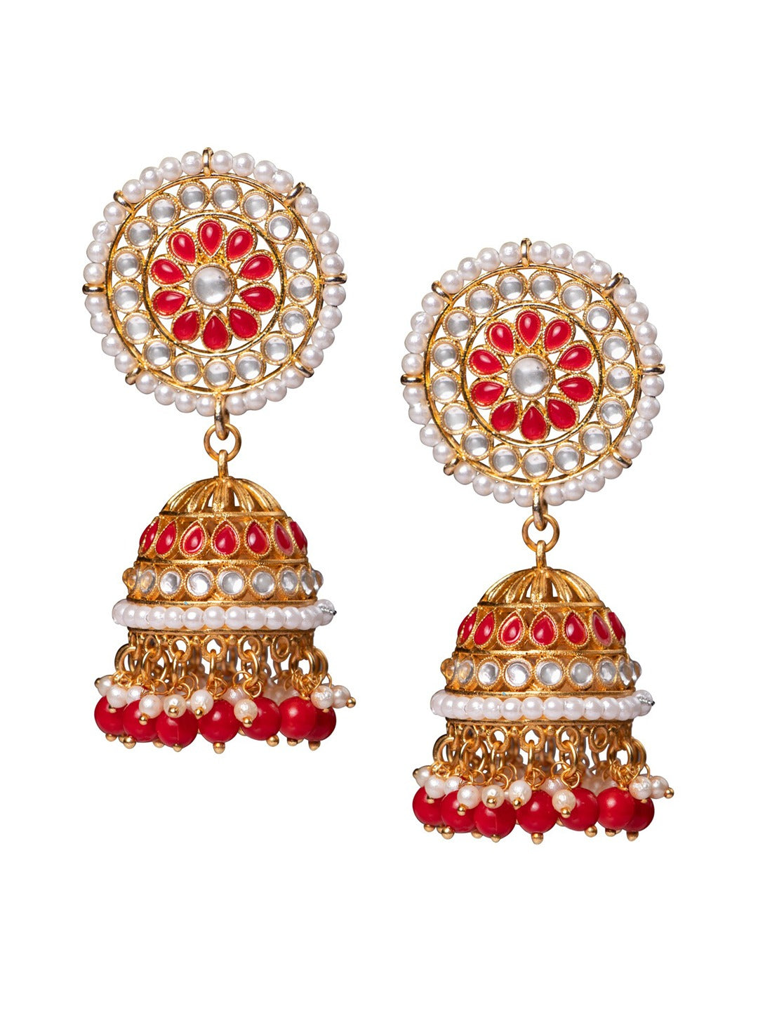 Women's Red Contemporary Jhumkas - Morkanth