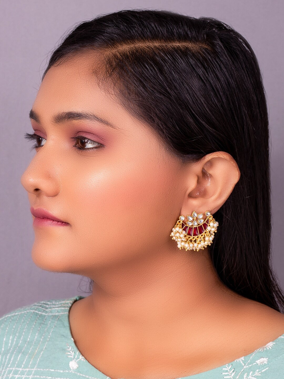 Women's Brown & Gold-Toned Contemporary Studs Earrings - Morkanth
