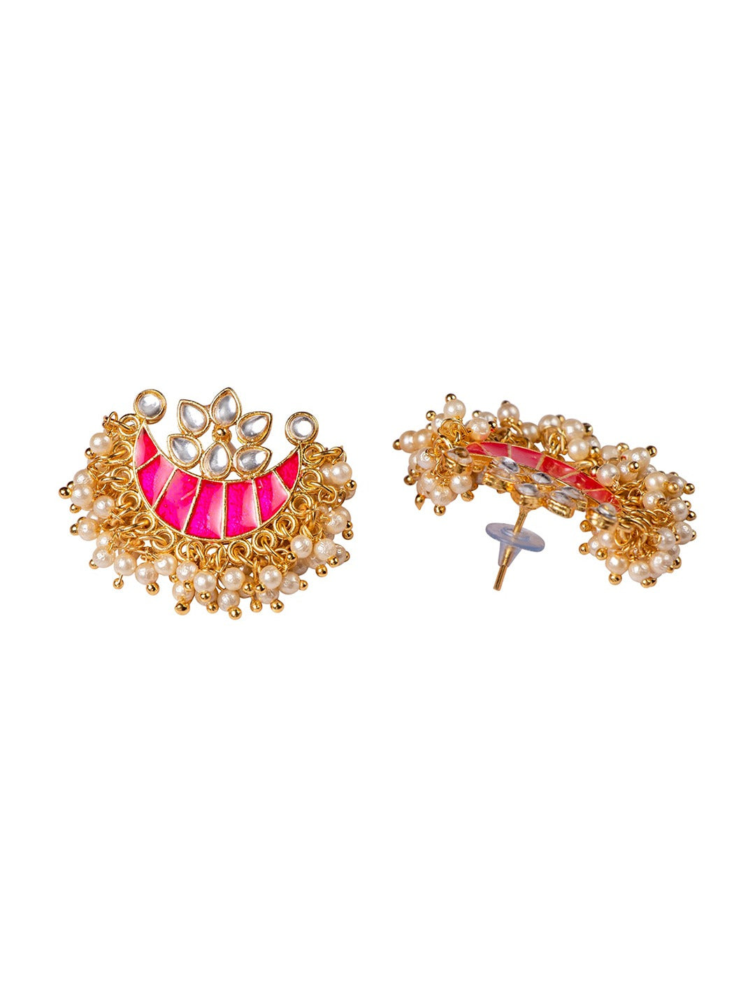 Women's Pink & Gold-Toned Contemporary Studs Earrings - Morkanth