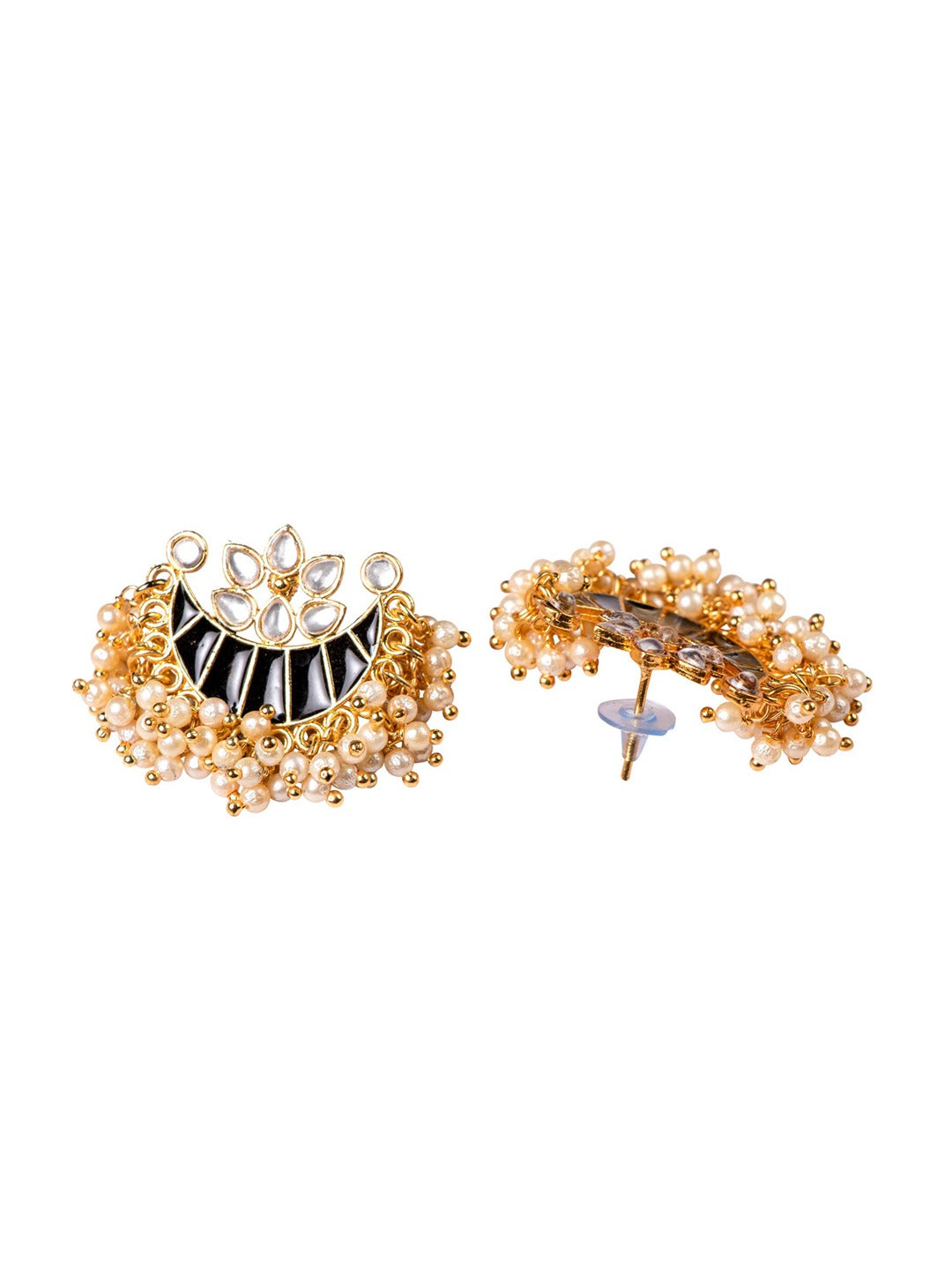Women's Black & Gold-Toned Contemporary Studs Earrings - Morkanth