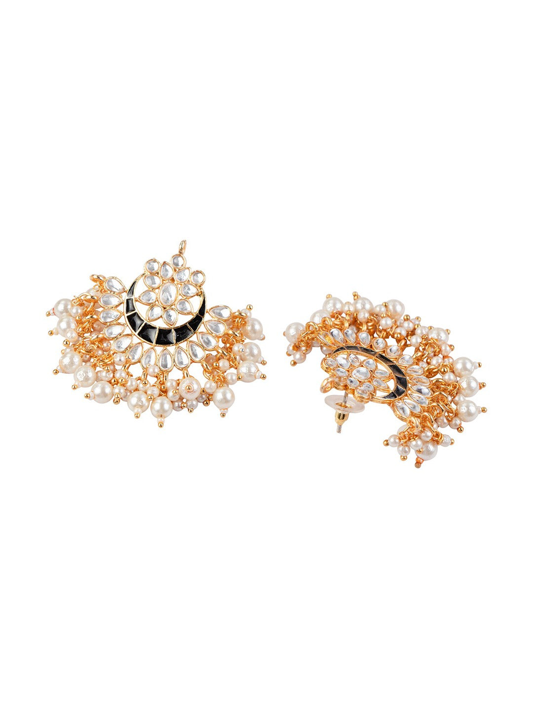 Women's Black & Gold-Toned Contemporary Chandbalis Earrings - Morkanth