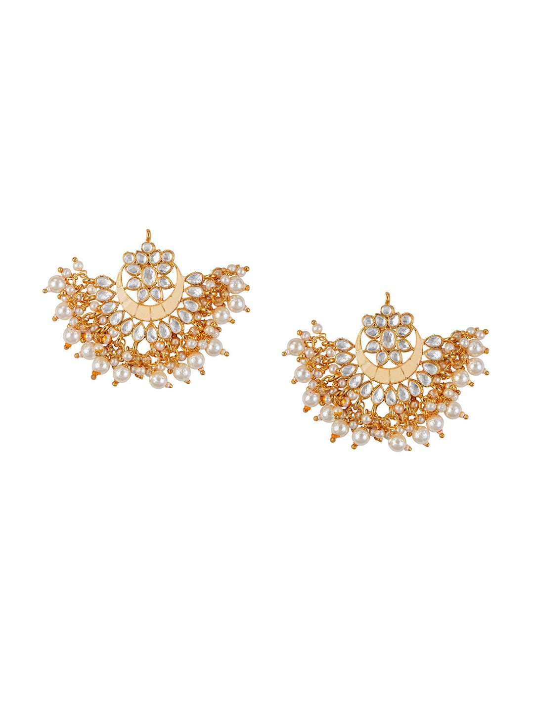 Women's Peach & Gold-Toned Contemporary Chandbalis Earrings - Morkanth