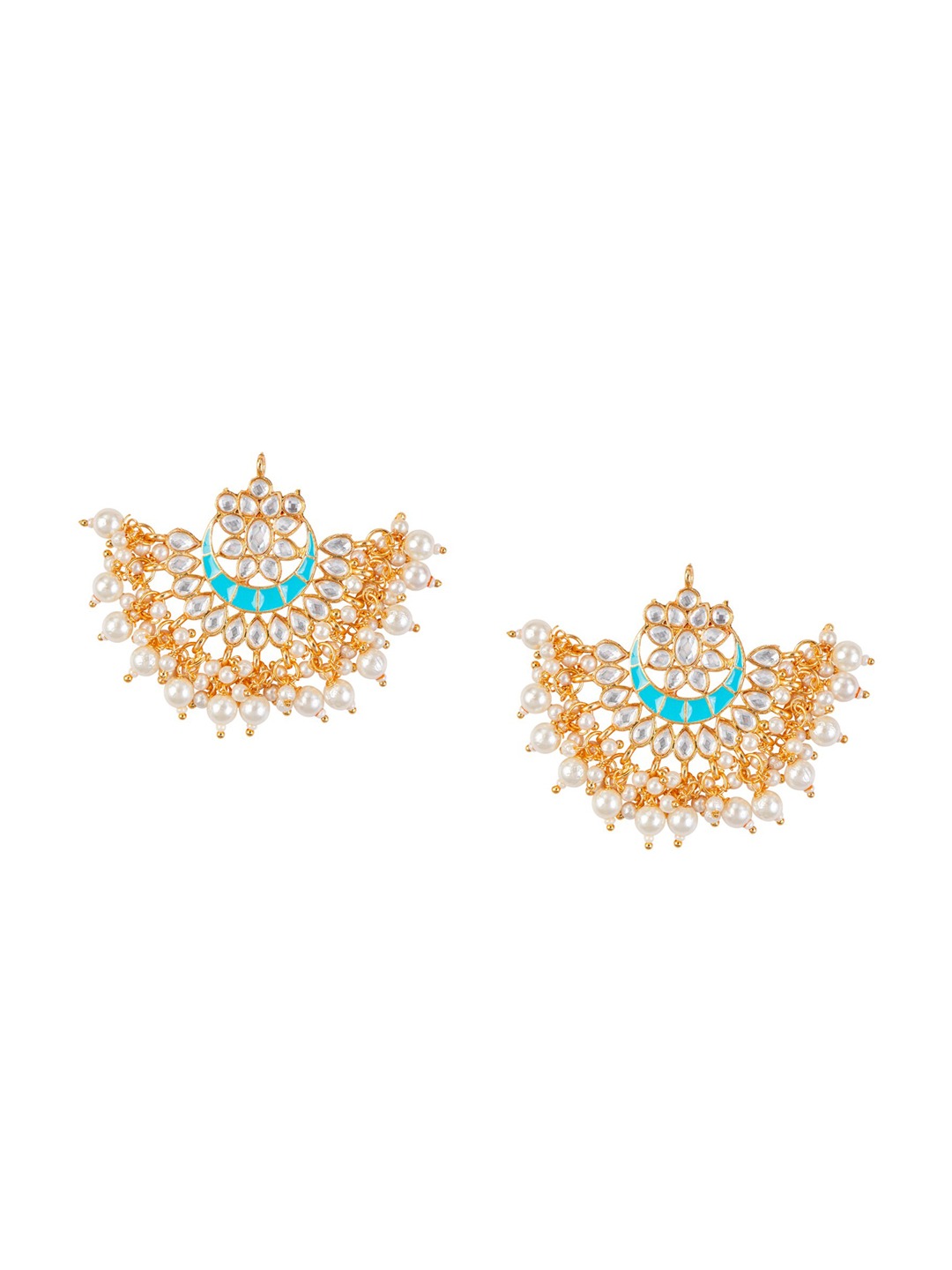 Women's Blue & Gold-Toned Contemporary Chandbalis Earrings - Morkanth