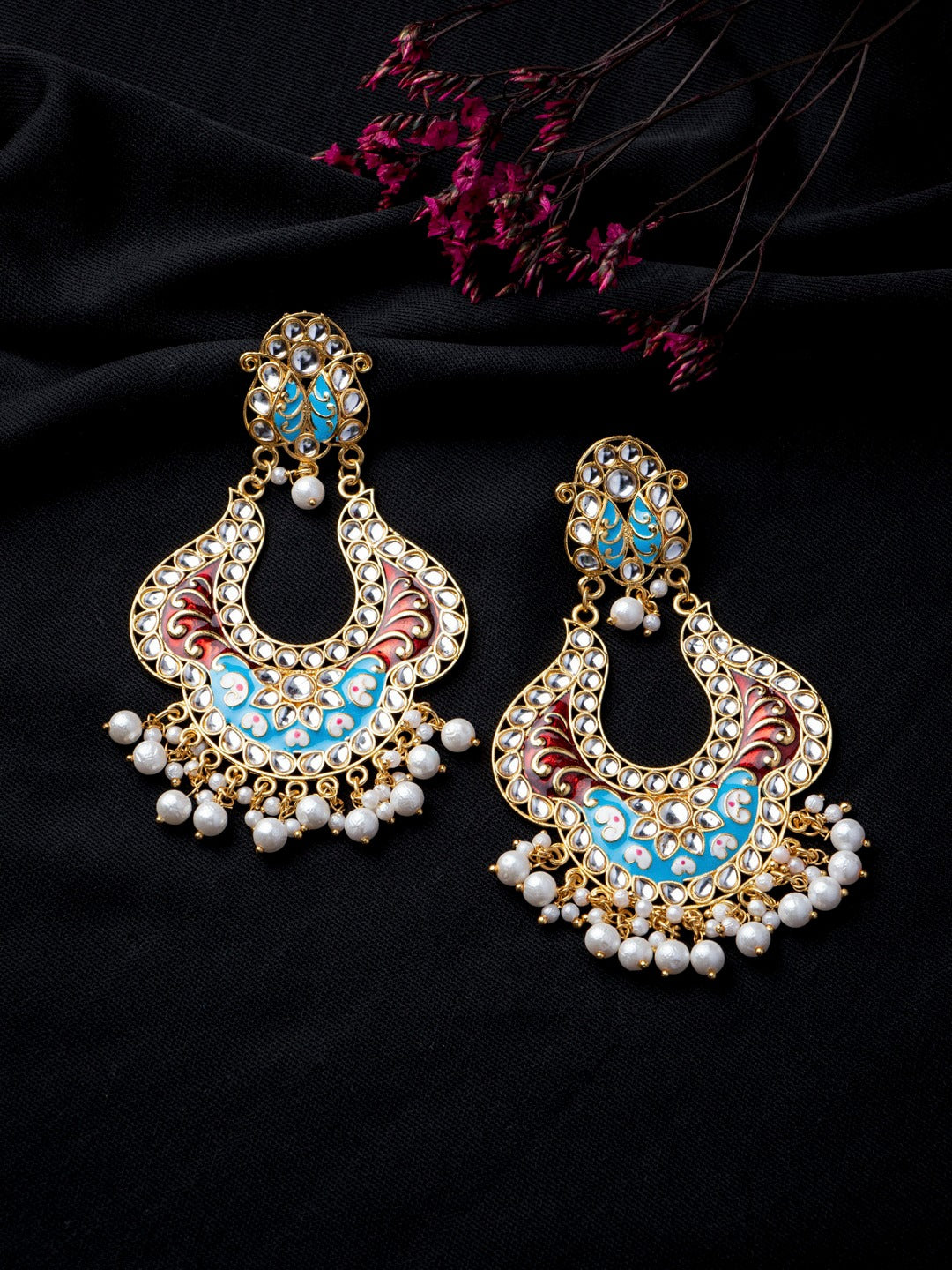 Women's Turquoise Blue Contemporary Chandbalis Earrings - Morkanth