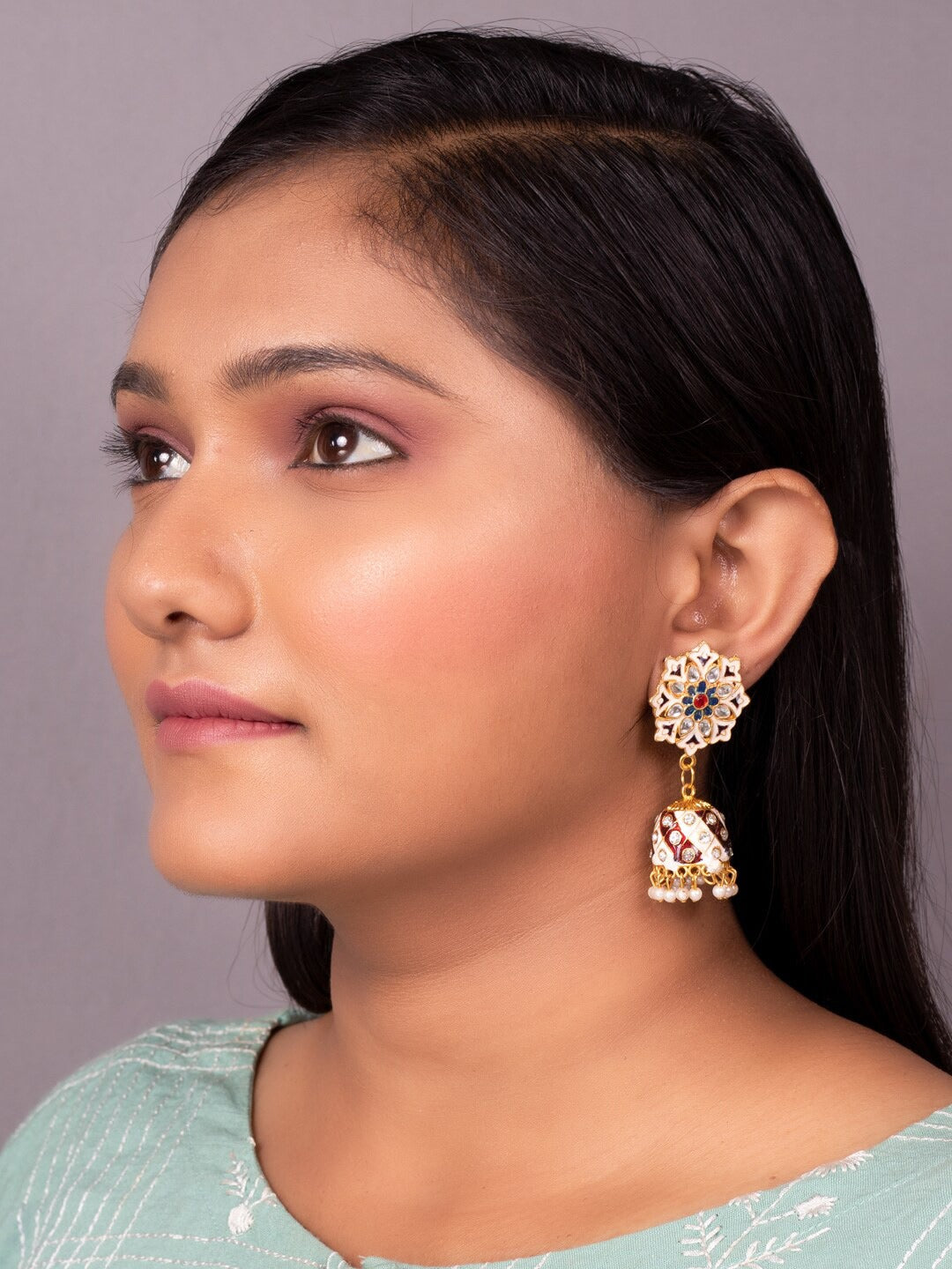Women's Maroon Contemporary Jhumkas Earrings - Morkanth