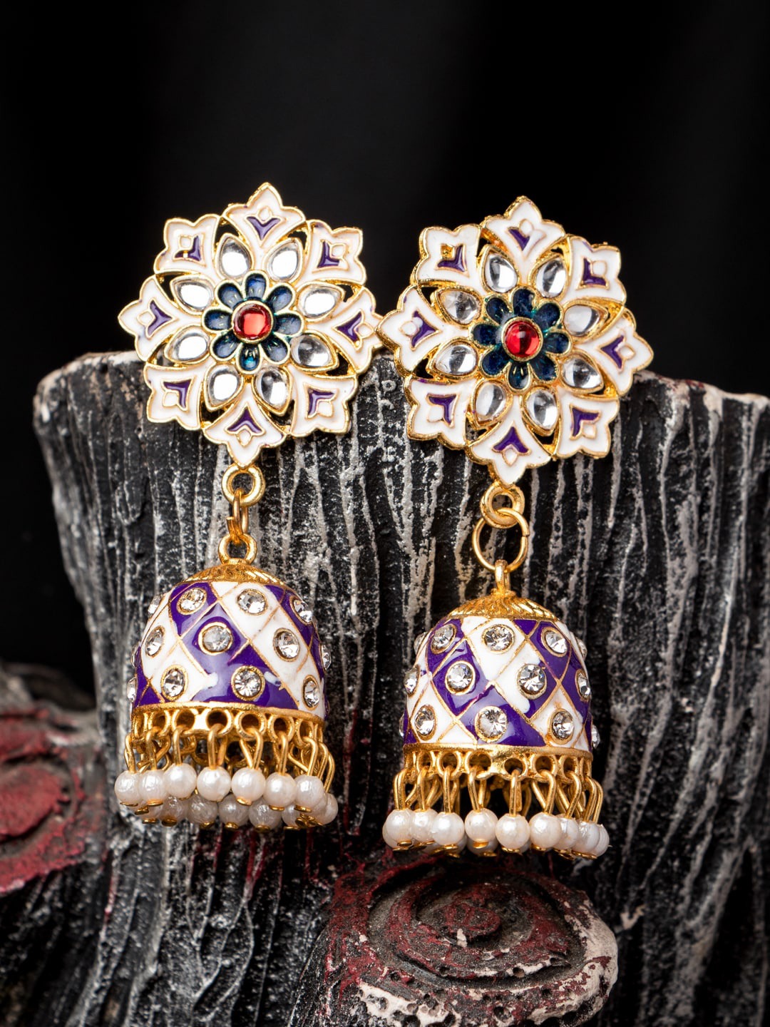 Women's Purple Contemporary Jhumkas Earrings - Morkanth