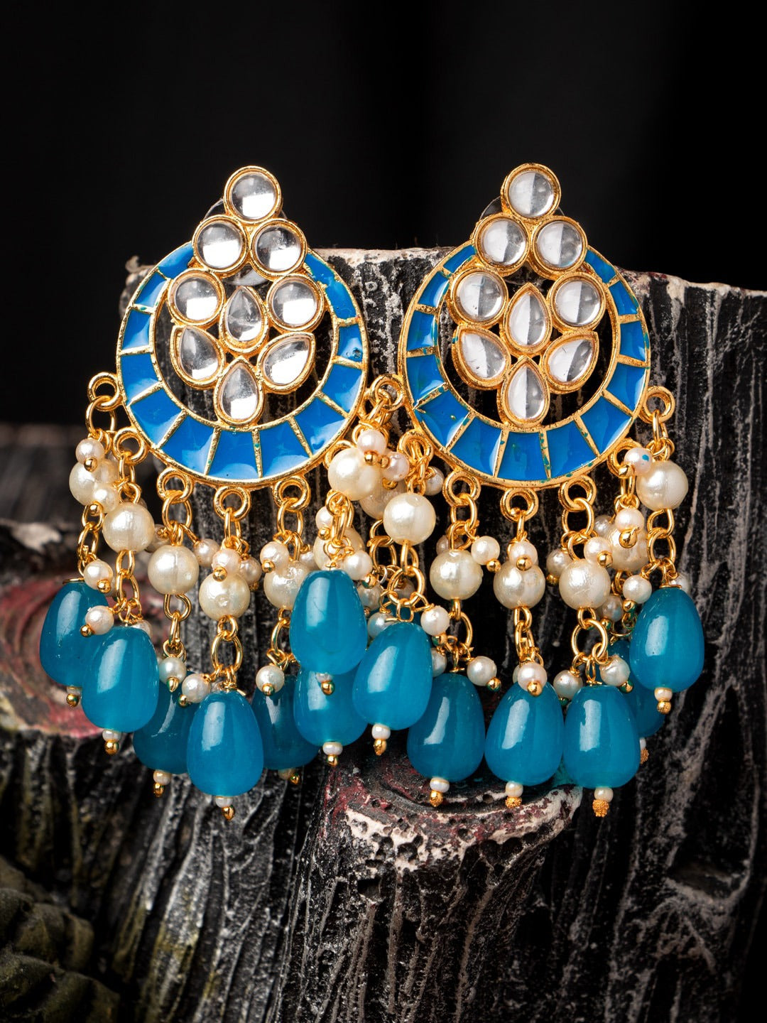 Women's Turquoise Blue Contemporary Chandbalis Earrings - Morkanth