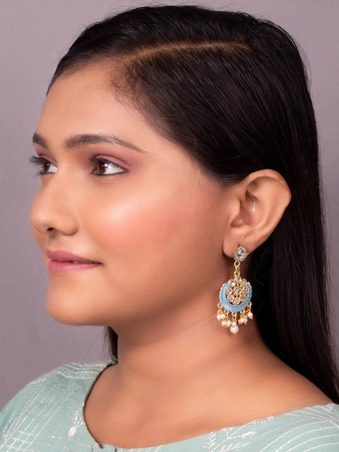 Women's Gold-Plated & Blue Contemporary Drop Earrings - Morkanth