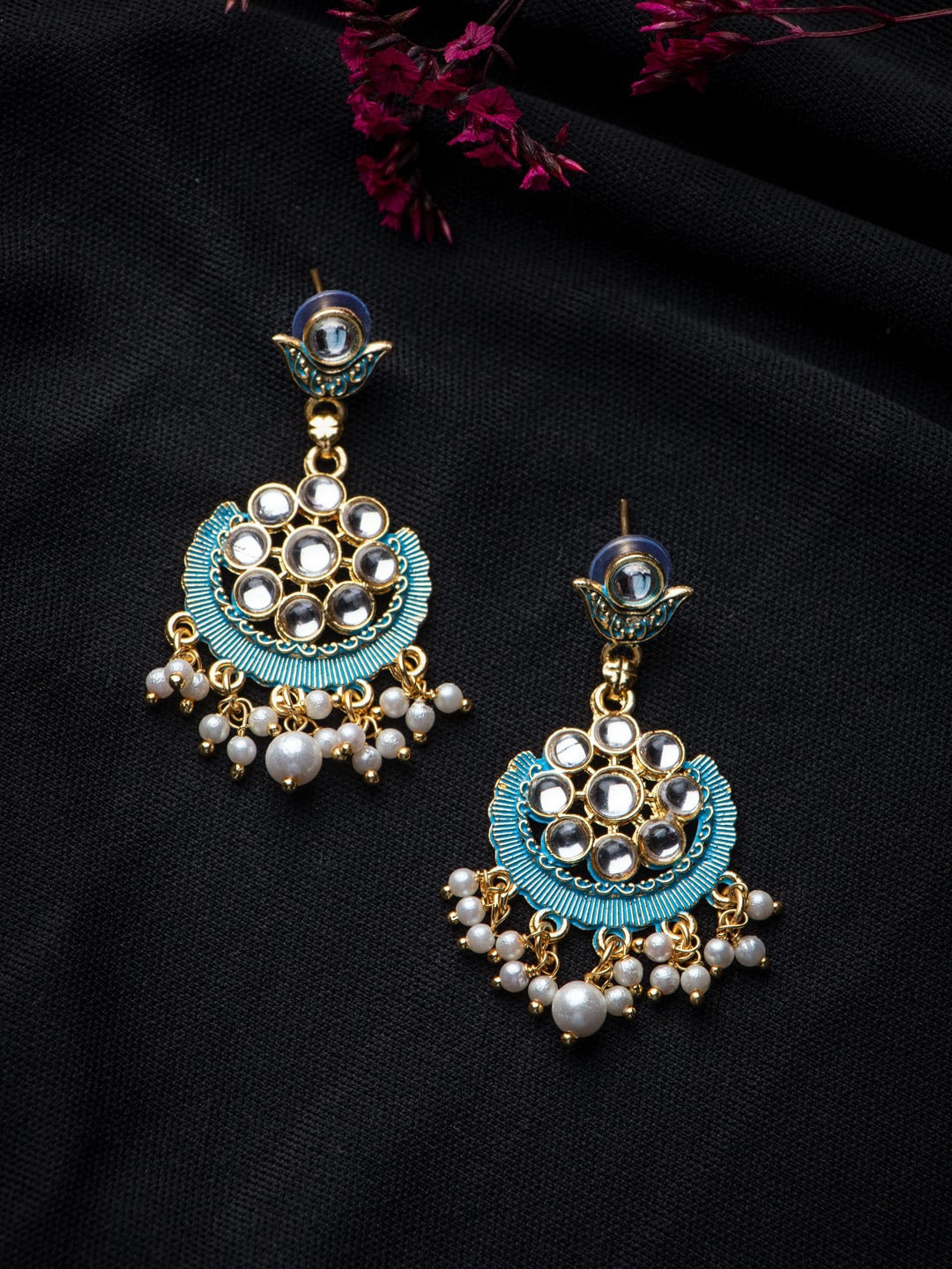 Women's Gold-Plated & Blue Contemporary Drop Earrings - Morkanth