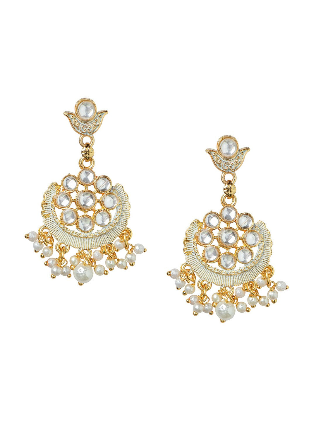 Women's Gold-Plated & White Contemporary Drop Earrings - Morkanth