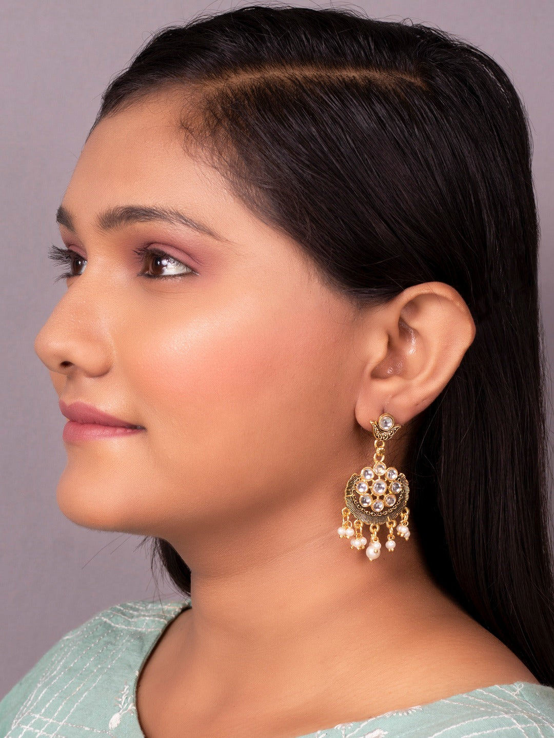 Women's Gold-Plated & Black Contemporary Drop Earrings - Morkanth