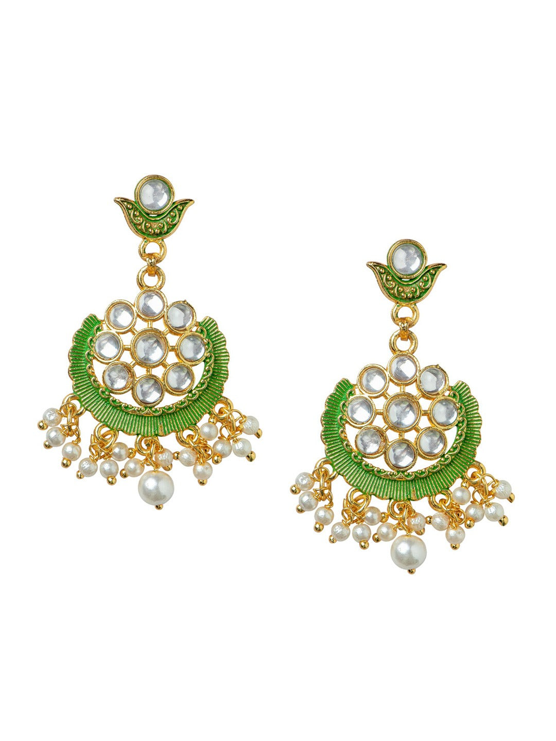 Women's Gold-Plated & Green Contemporary Drop Earrings - Morkanth