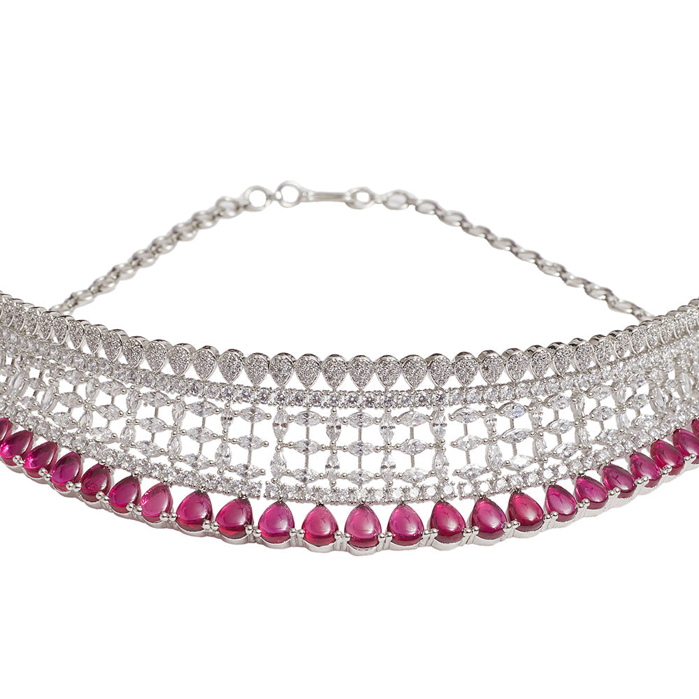 Women's Cz Elegance Gems Embellished Necklace Set - Voylla