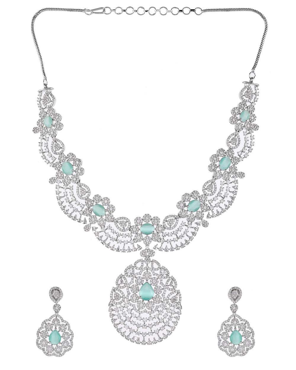 Women's Cz Elegance Round Cut Zircons Jewellery Set - Voylla