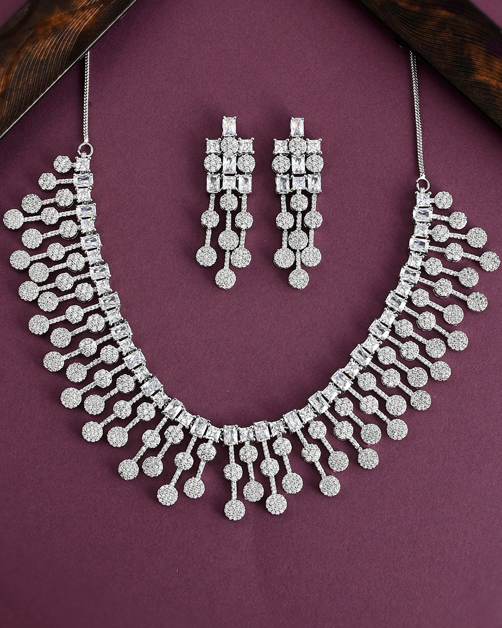 Women's Cz Elegance Heavily Embellished Jewellery Set - Voylla