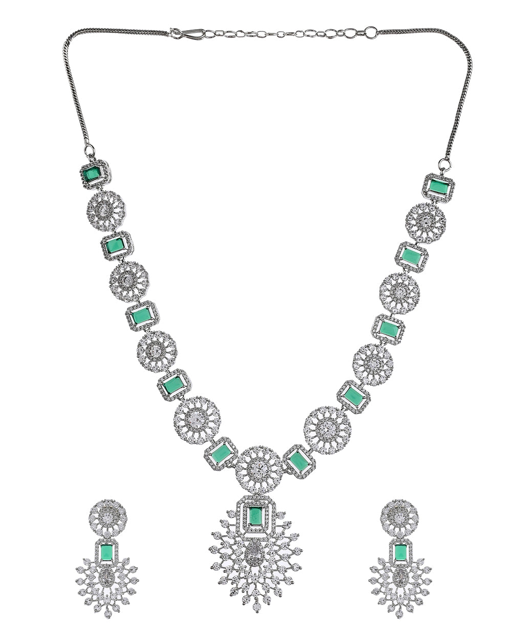 Women's Cz Elegance Emerald Cut Cz Jewellery Set - Voylla