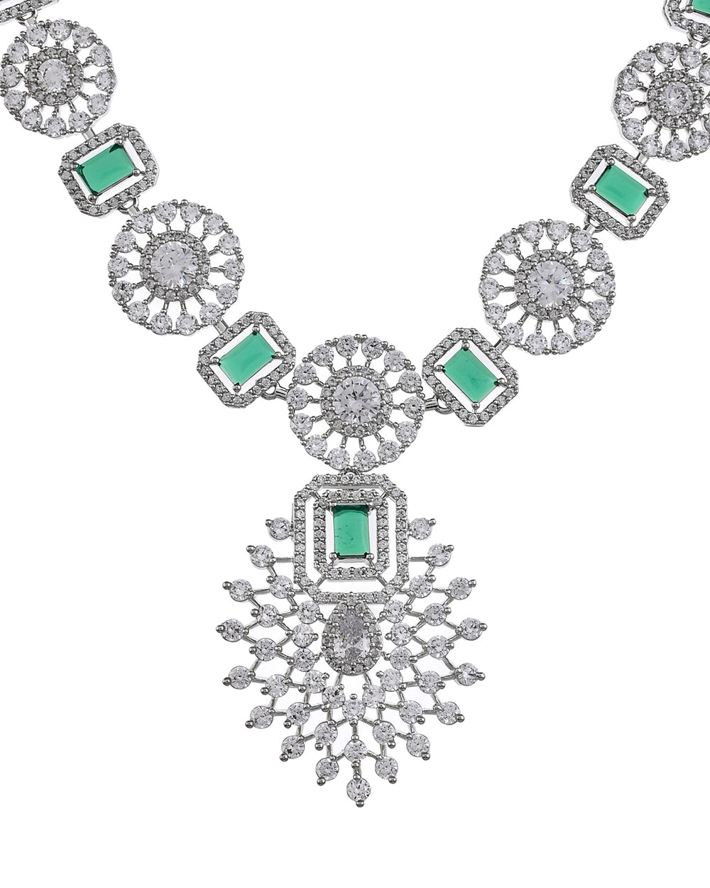 Women's Cz Elegance Emerald Cut Cz Jewellery Set - Voylla
