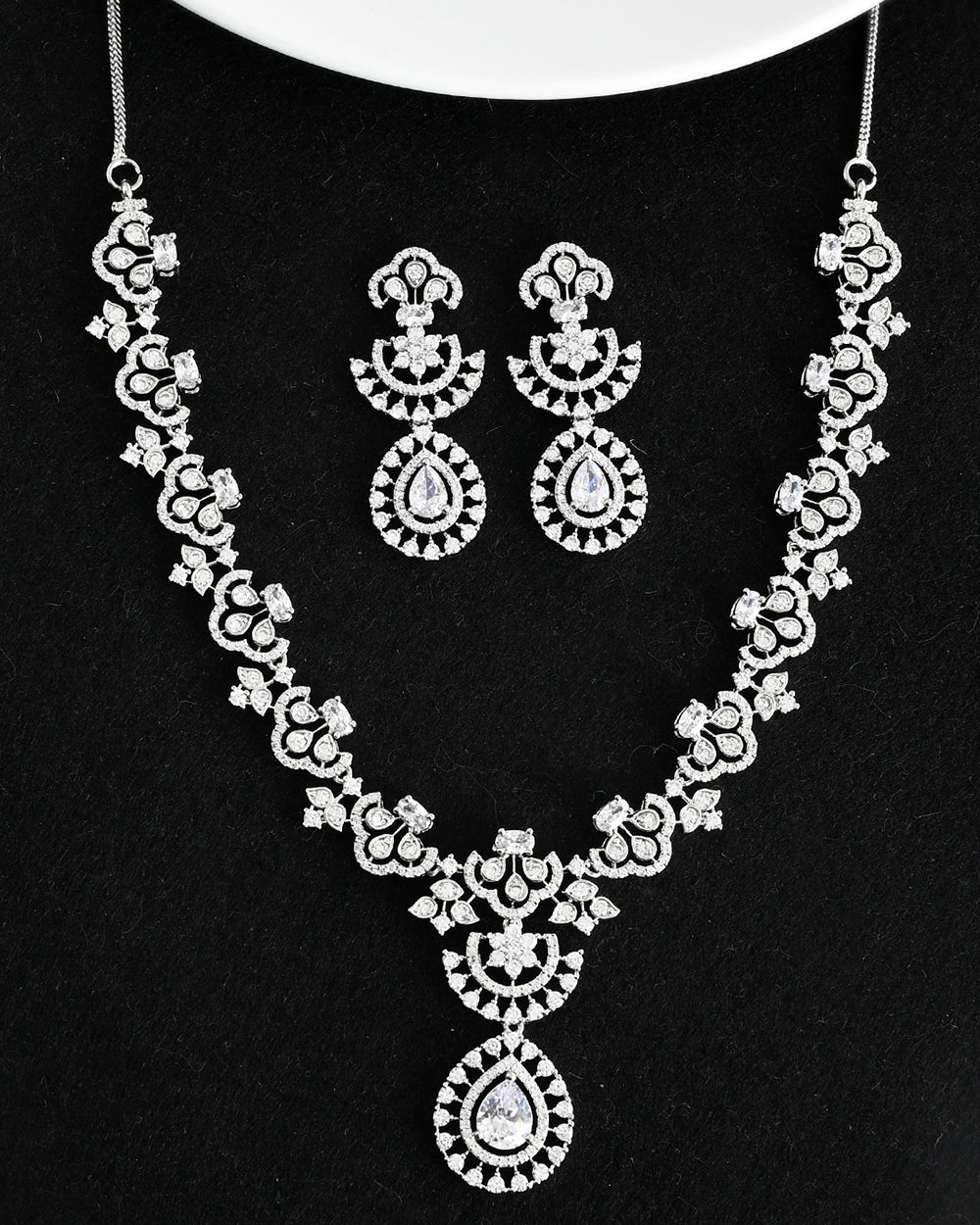 Women's Cz Elegance Large Teardrop Cut Zircons Jewellery Set - Voylla