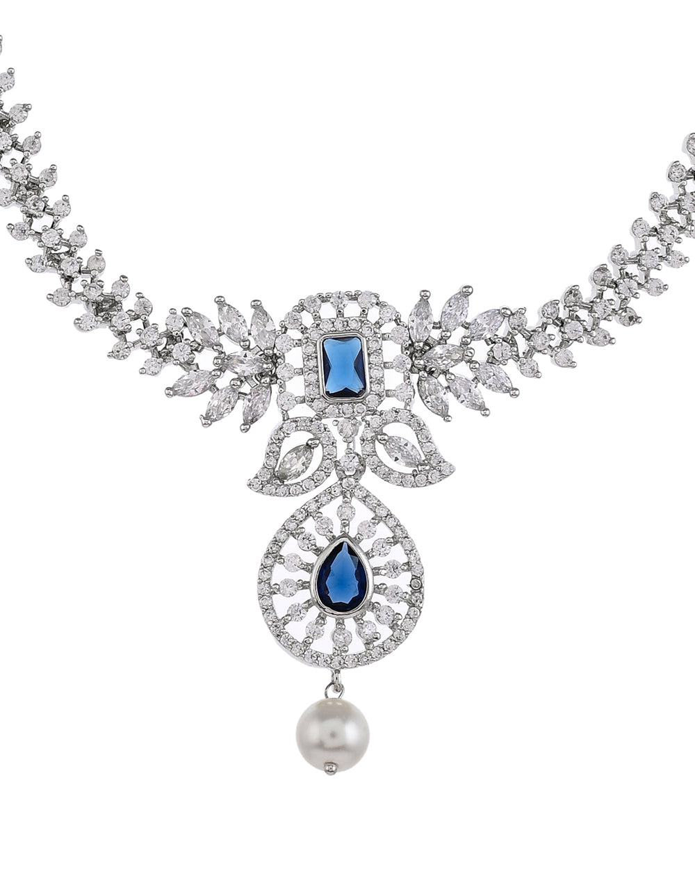 Women's Cz Elegance Emerald And Teardrop Cut Gems Jewellery Set - Voylla