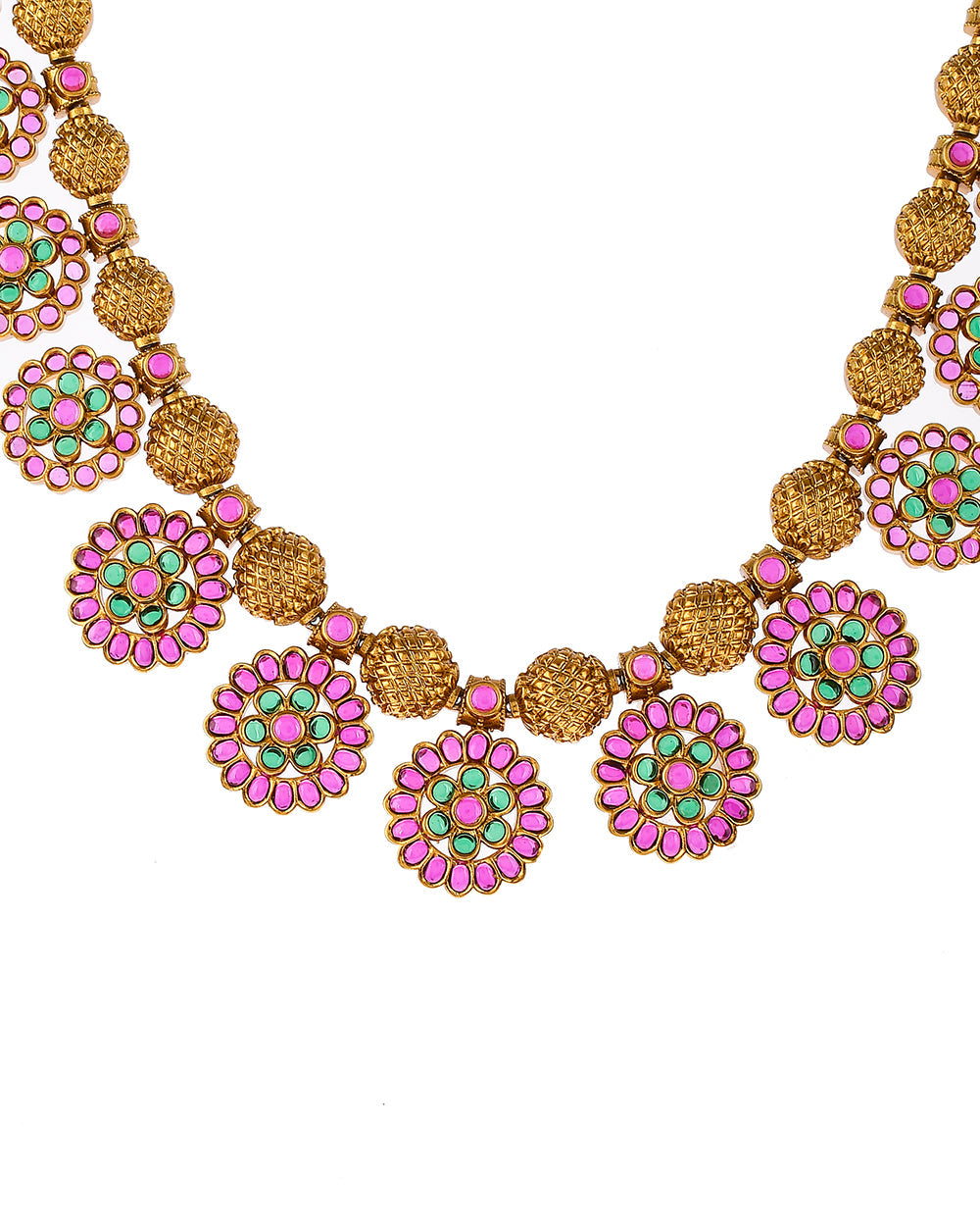 Women's Floral Temple Inspired Cz Jewellery Set - Voylla