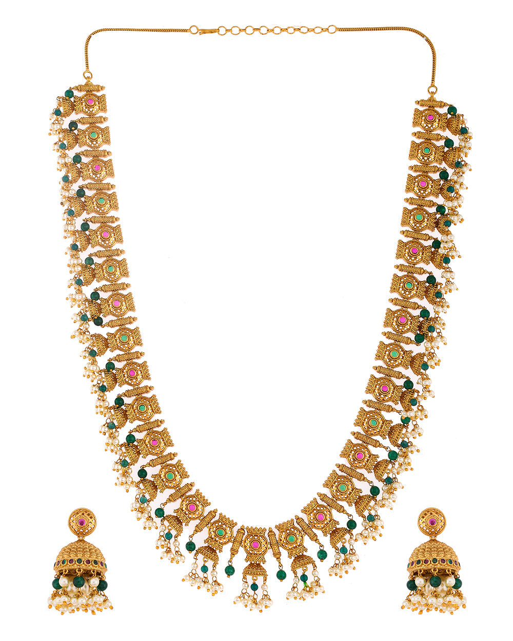Women's Gold Opulence Pearl Beaded Ethnic Jewellery Set - Voylla