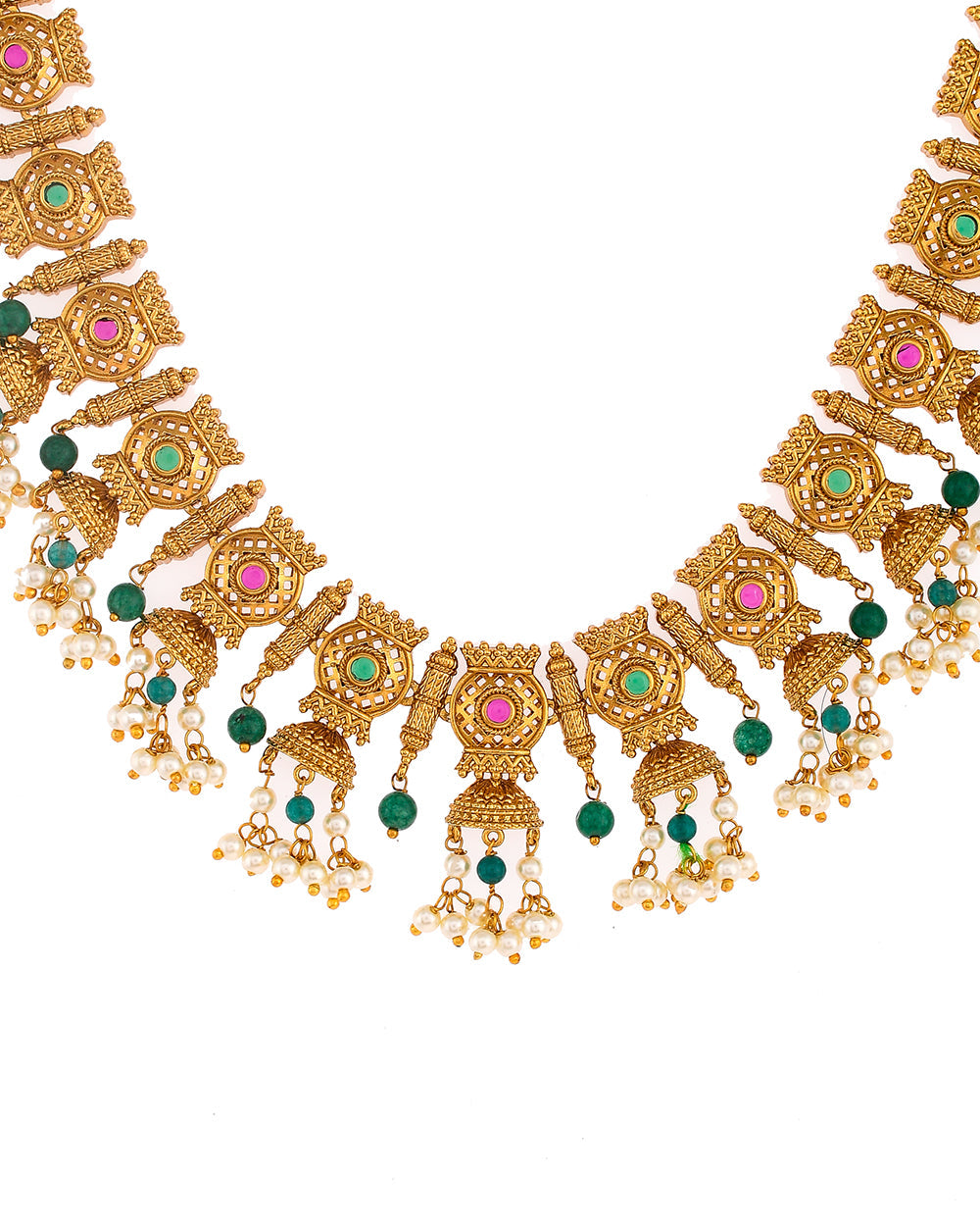 Women's Gold Opulence Pearl Beaded Ethnic Jewellery Set - Voylla