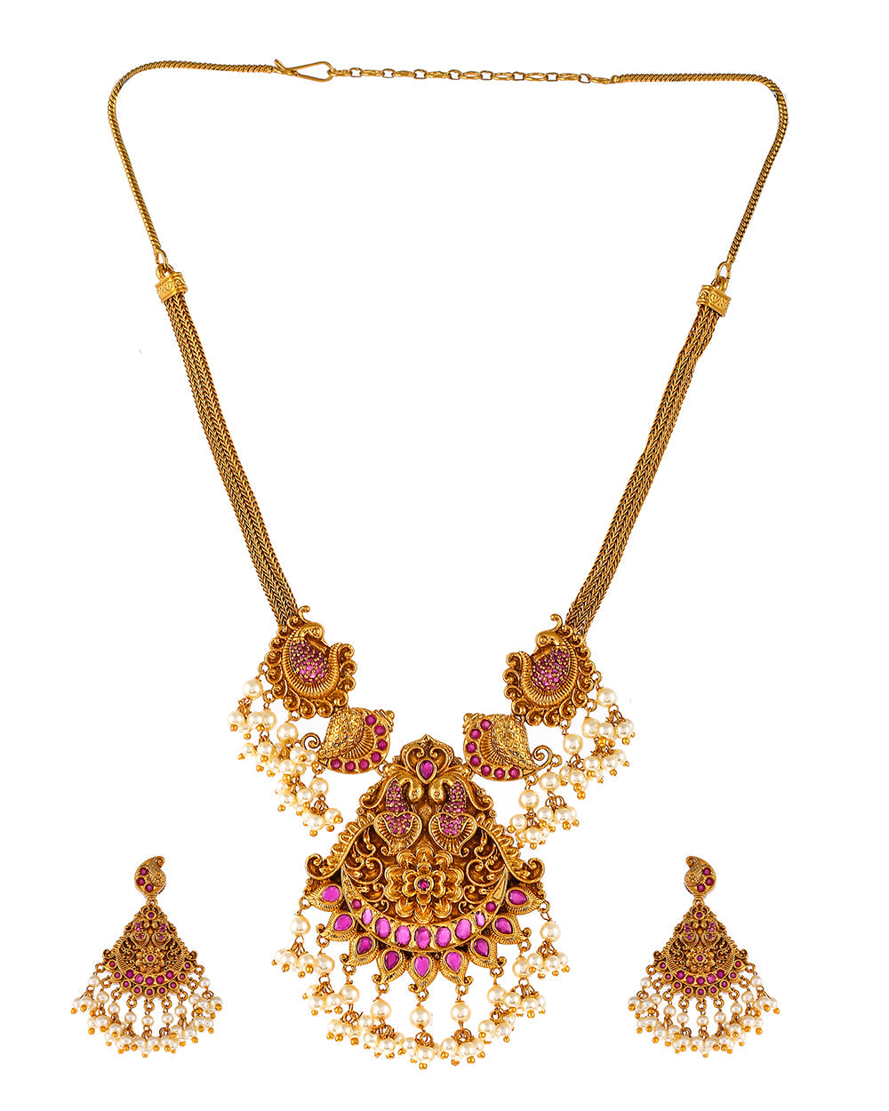 Women's Temple Inspired Pearl Beads Jewellery Set - Voylla