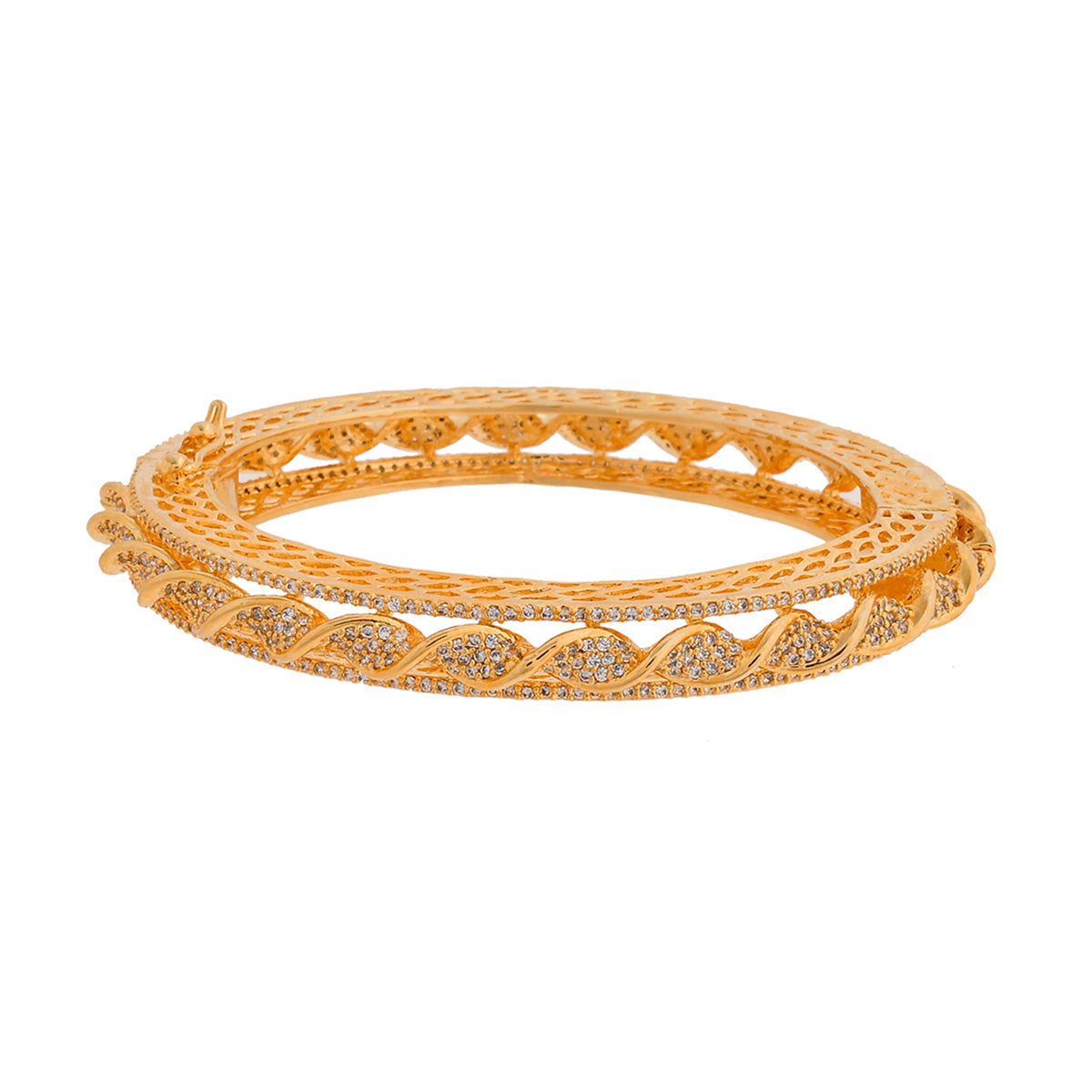 Women's Sparkling Elegance Cz Studded Gold Plated Bangles - Voylla