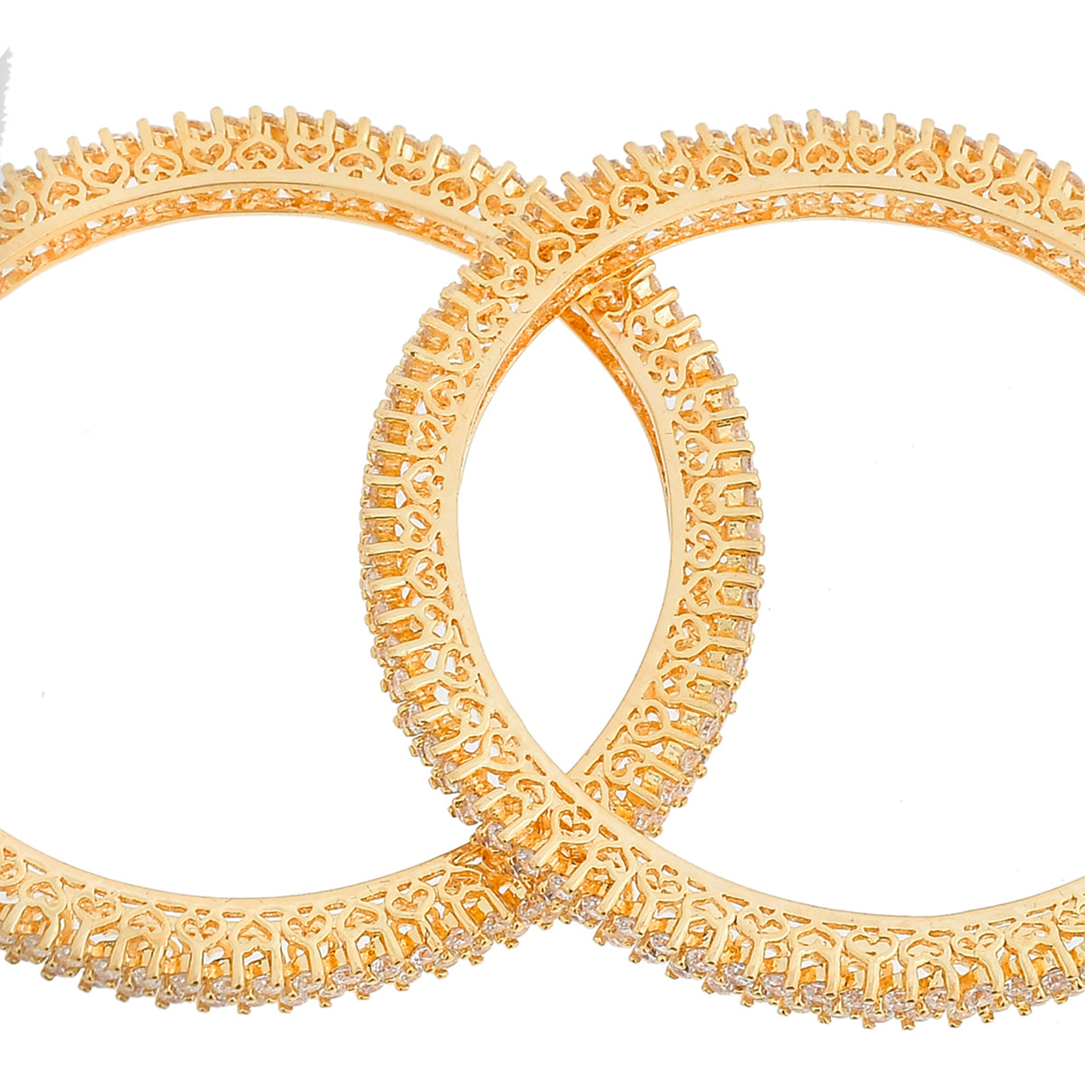 Women's Sparkling Elegance Cz Studded Gold Bangles - Voylla