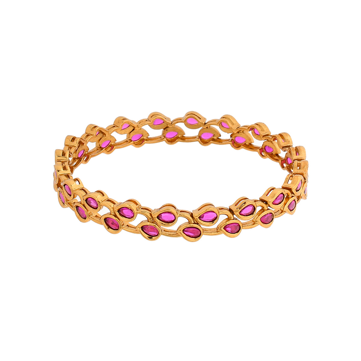 Women's Sparkling Elegance Pink Stone Bangles - Voylla