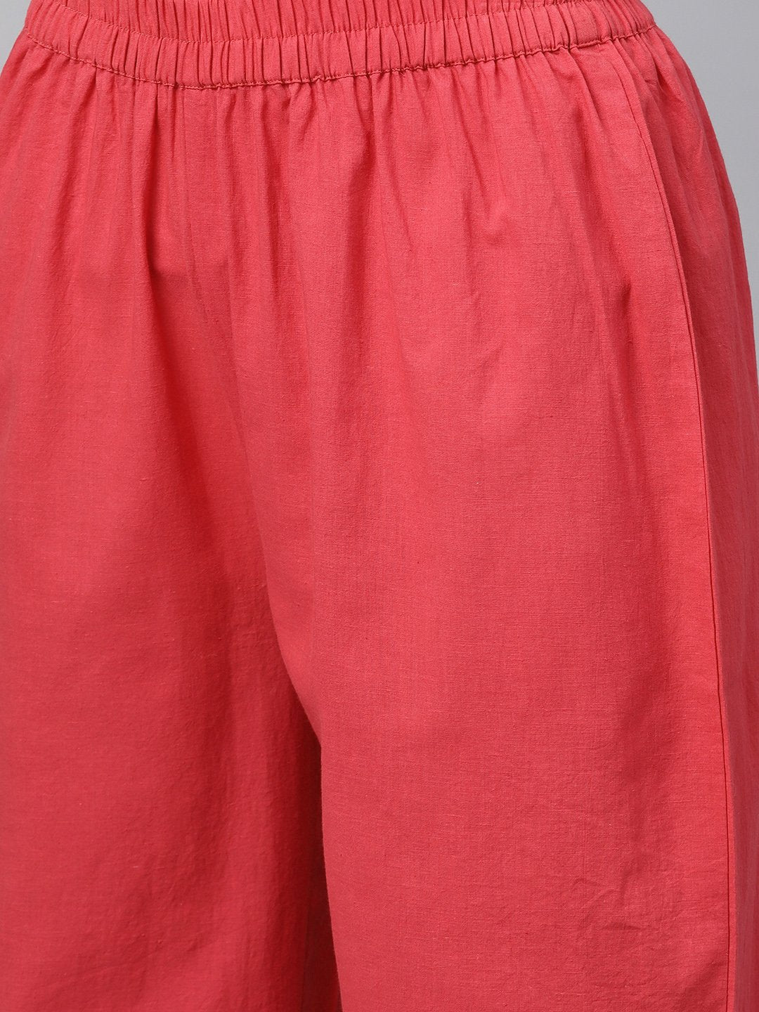 Women's Nayo White Checked Printed Staright Kurta Set With Solid Red Pants - Nayo Clothing