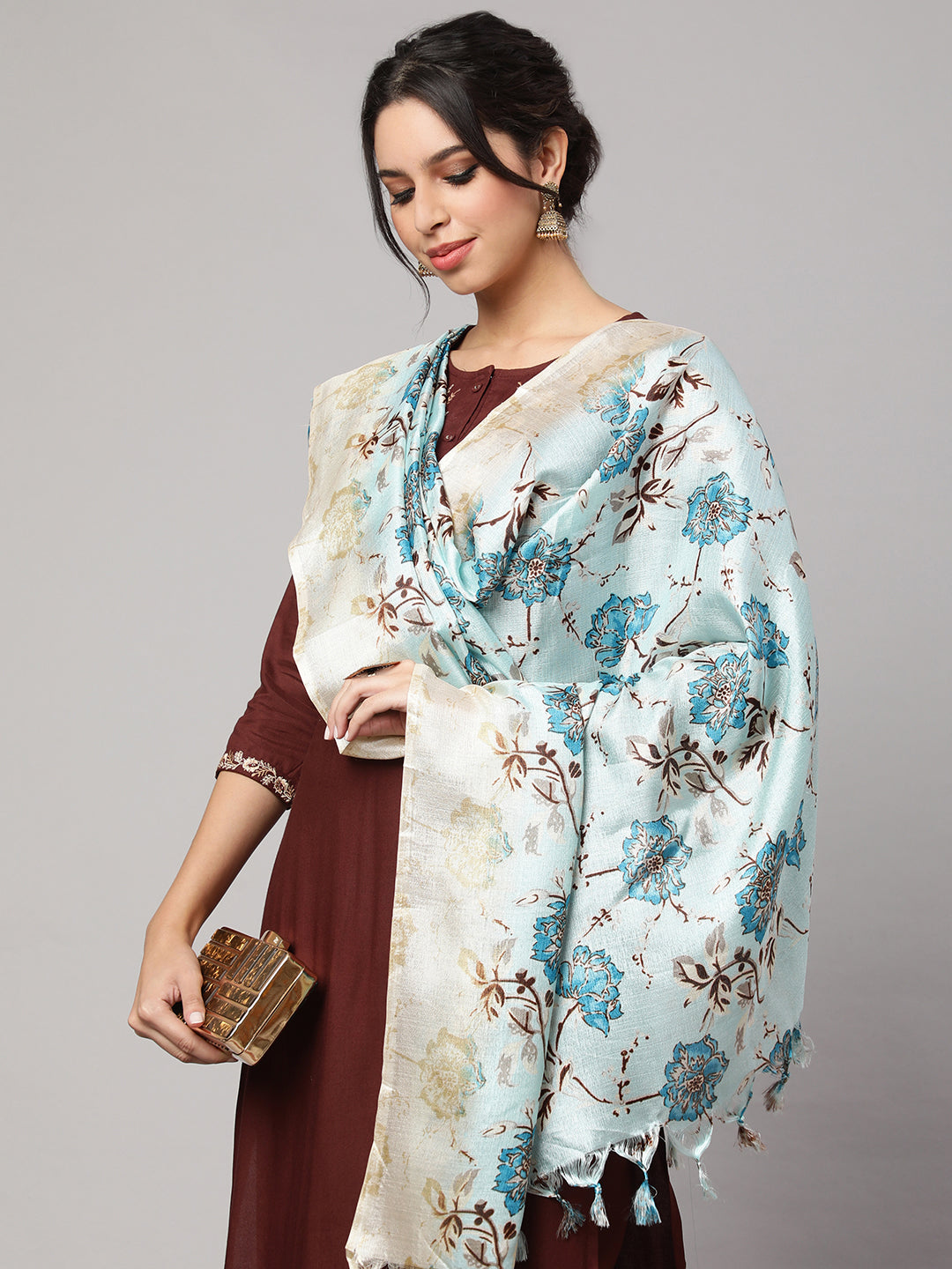 Women's Black And Beige Printed Dupatta Combo, Pack Of Two - Nayo Clothing