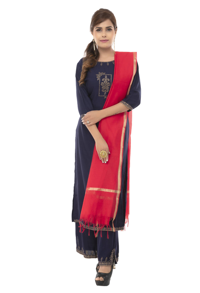 Women's Banarsi Chanderi Piping Dupatta Mfd0030
