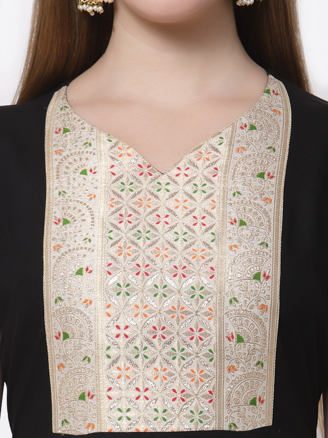 Women's Stylish Rayon V Neck Half Sleeve Embroidered Anarkali Kurta with Dupatta  - Myshka
