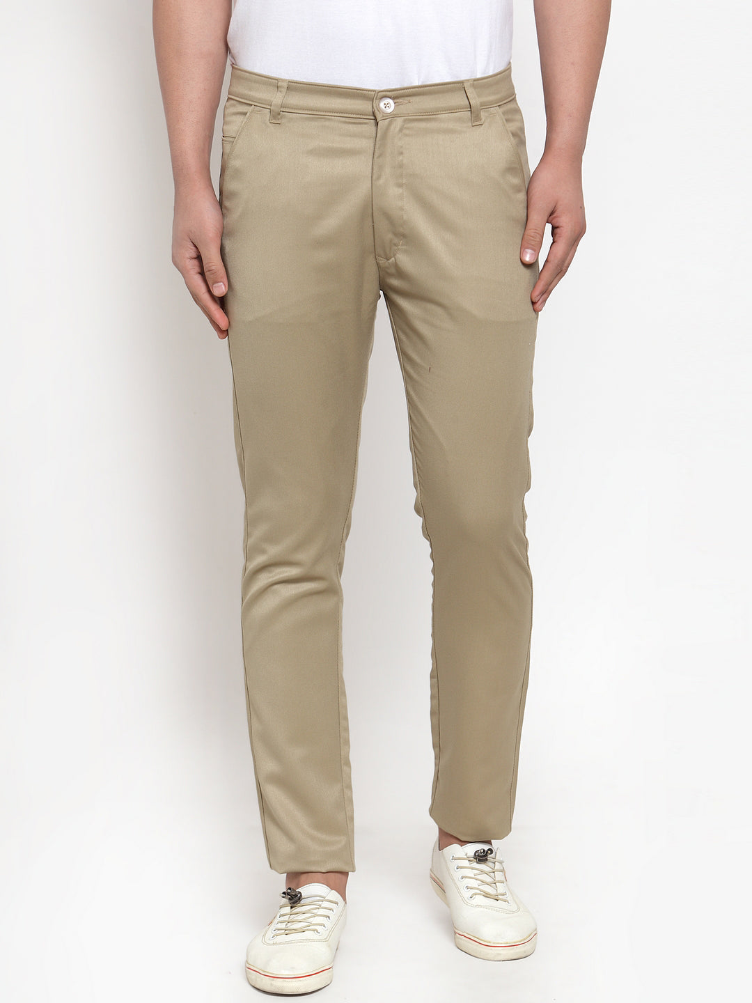 Men Beige Slim Fit Formal Trousers ( FGP 253Beigexxx )